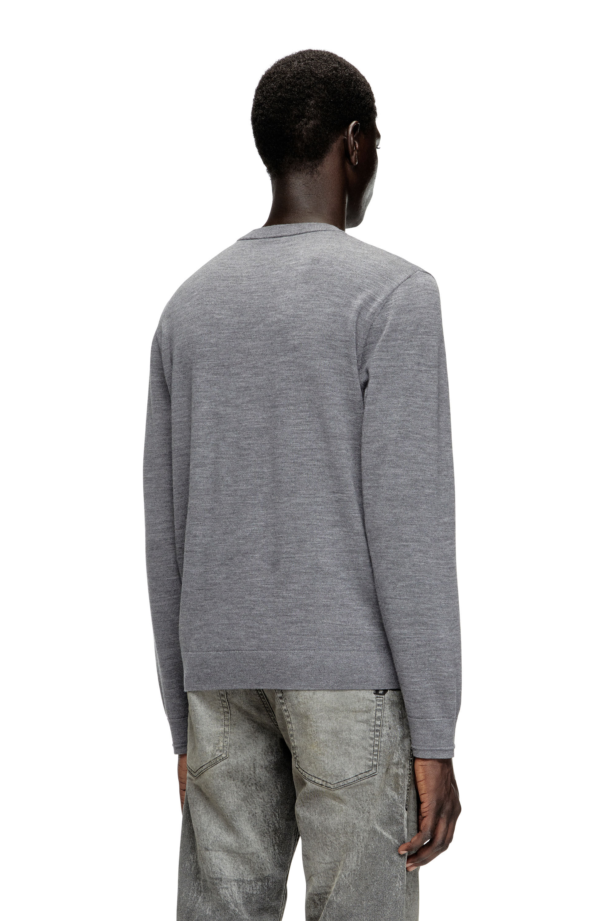 Diesel - K-VALIAM, Pull en laine avec logo cut-out Homme in Gris - 4