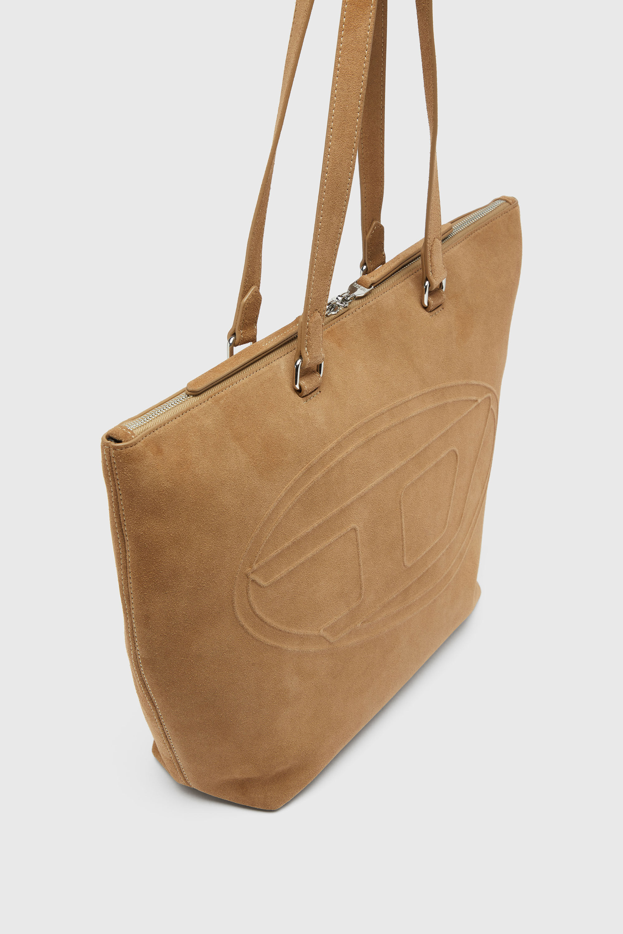 Diesel - 1DR DOME TOTE E/W, 1DR Dome - Borsa tote scamosciata con Logo Oval D Unisex in Marrone - 6