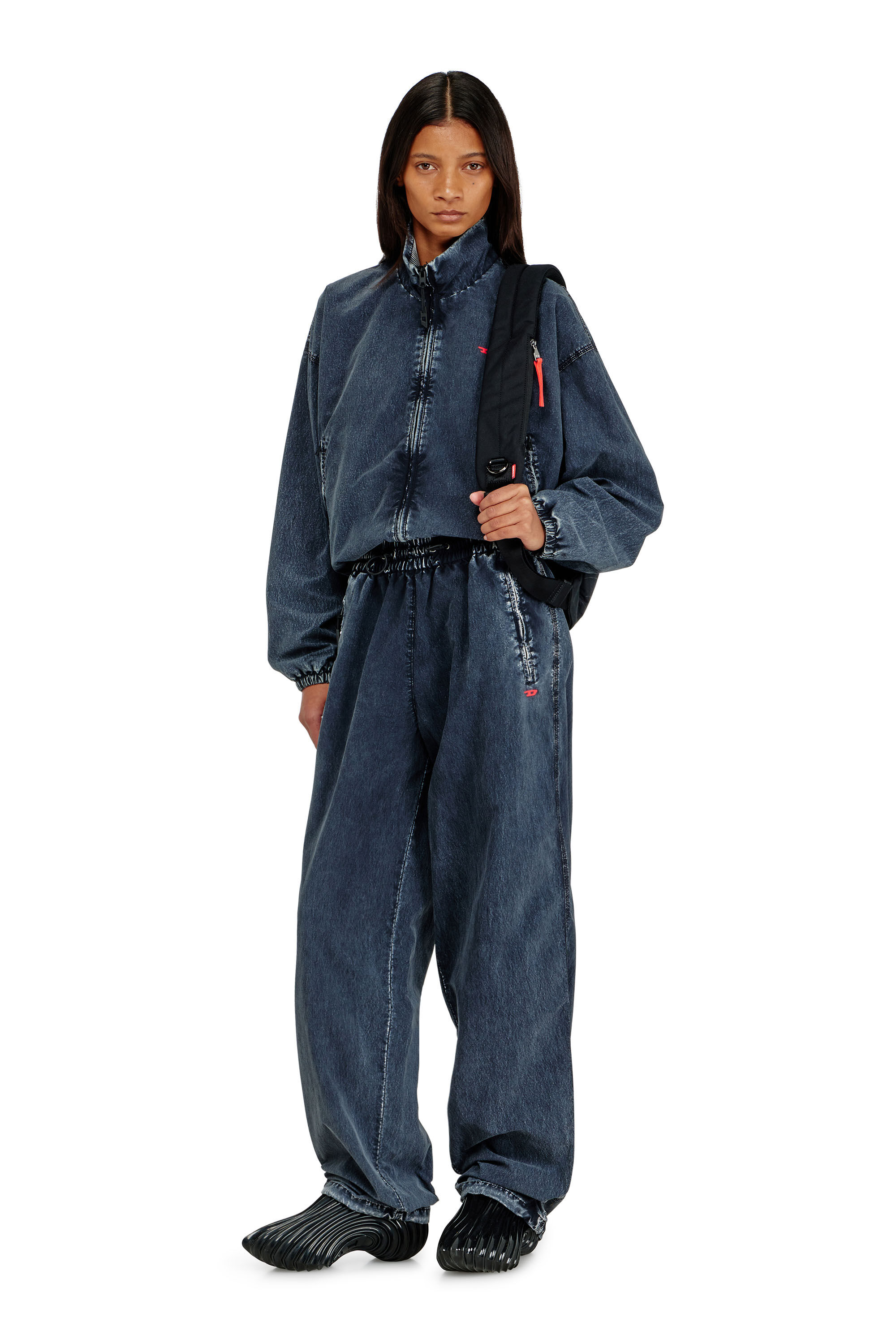 Diesel - P-APYRI, Damen Acid-wash Trackpants aus Nylon-Taslan in Dunkelblau - 1