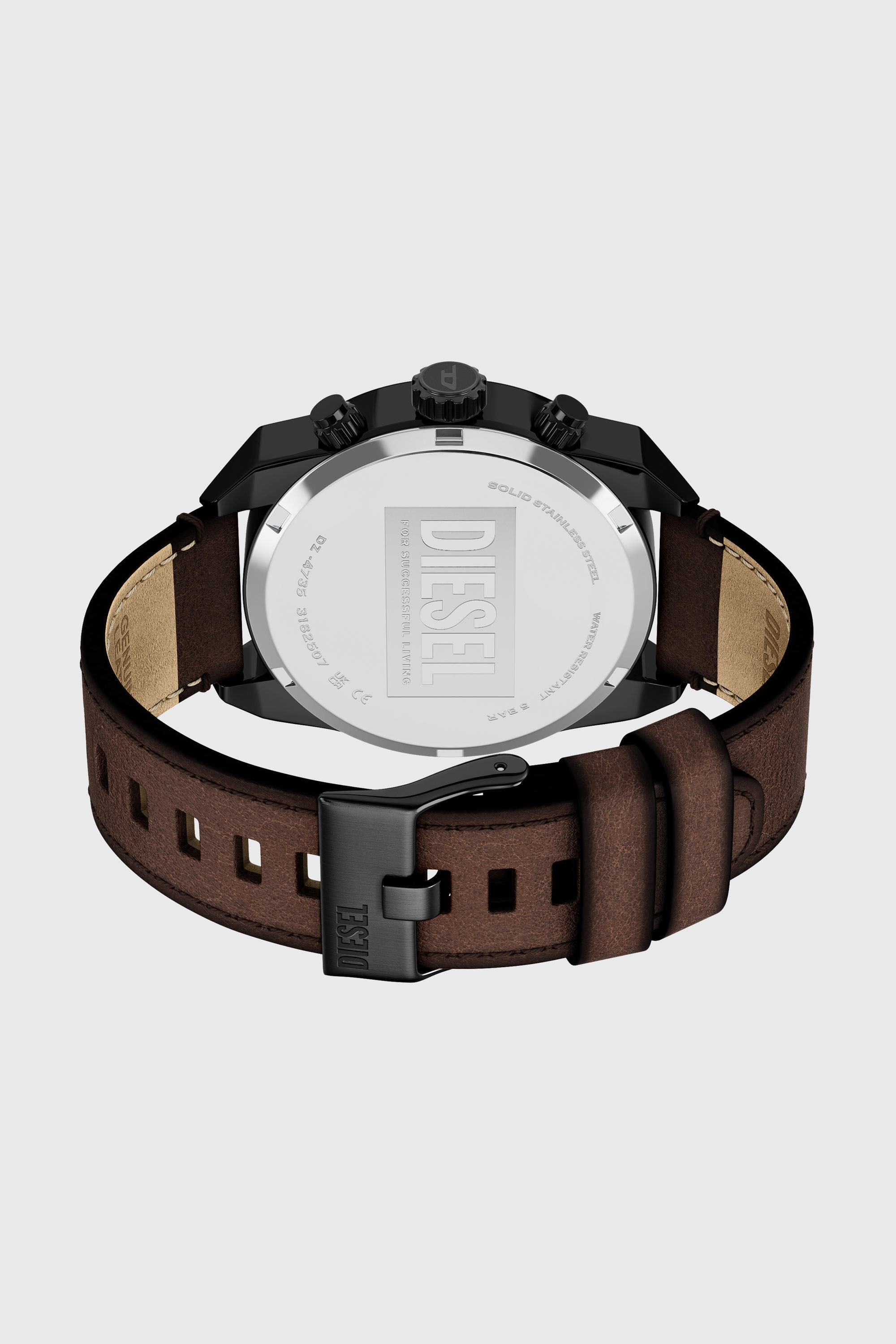 Diesel - DZ4735 WATCH, Herren Spiked Uhr mit braunem Lederarmband in Braun - 4