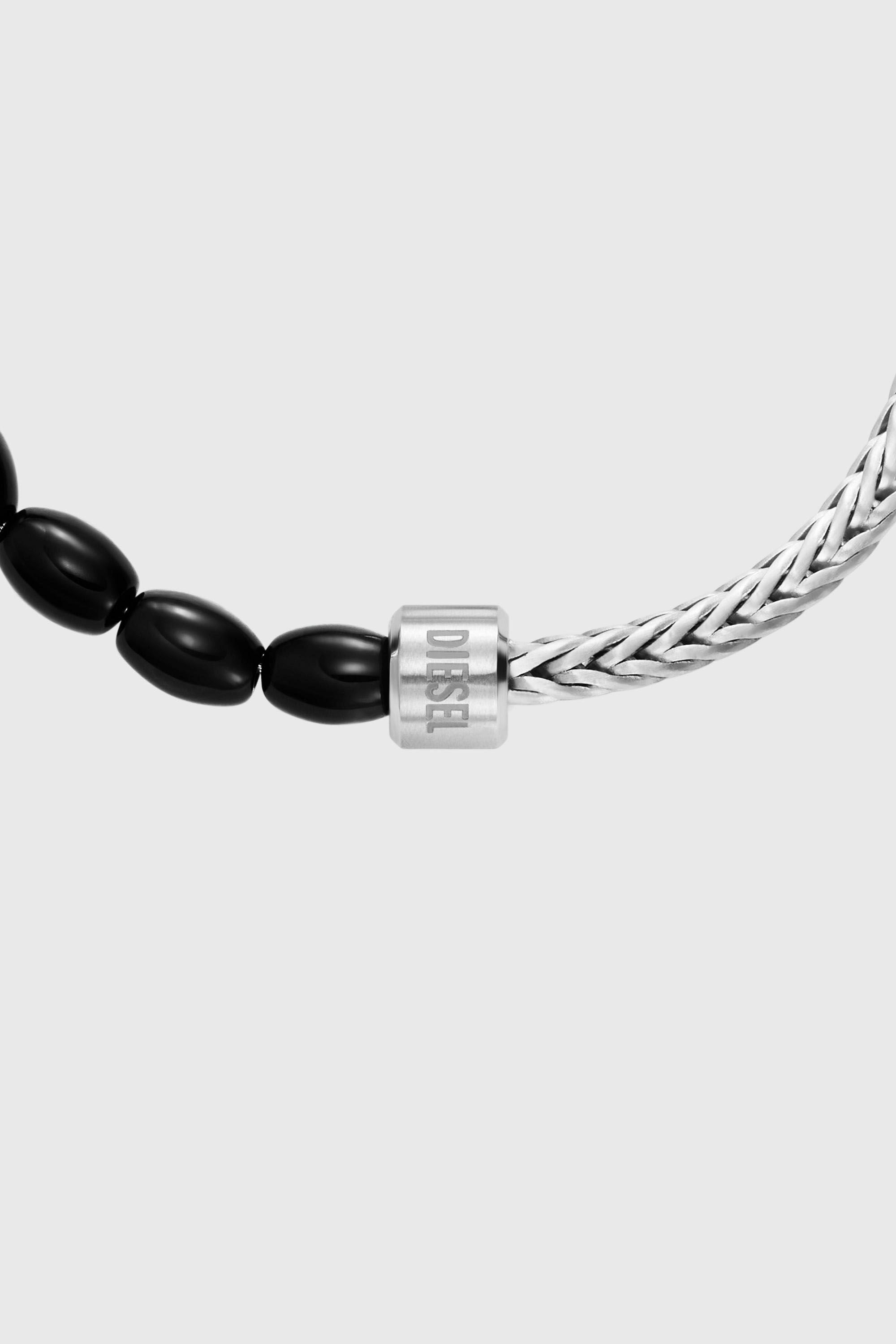 Diesel - DX1714040, Bracciale con perline in agata nera Unisex in Argento - 3