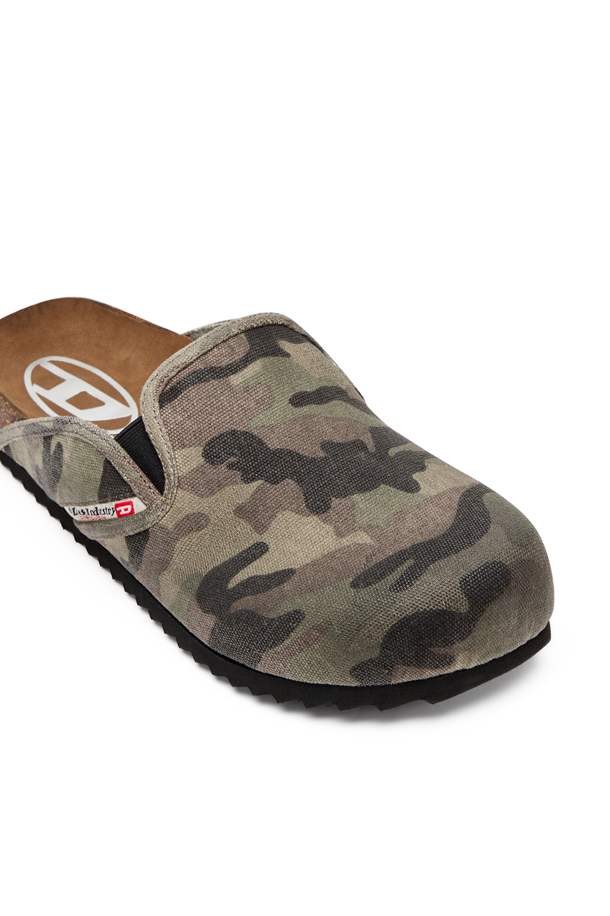 Diesel - D-WOODSTOCK SLIP-ON, D-Woodstock-Mules en toile avec imprimé camouflage Homme in Vert - 6