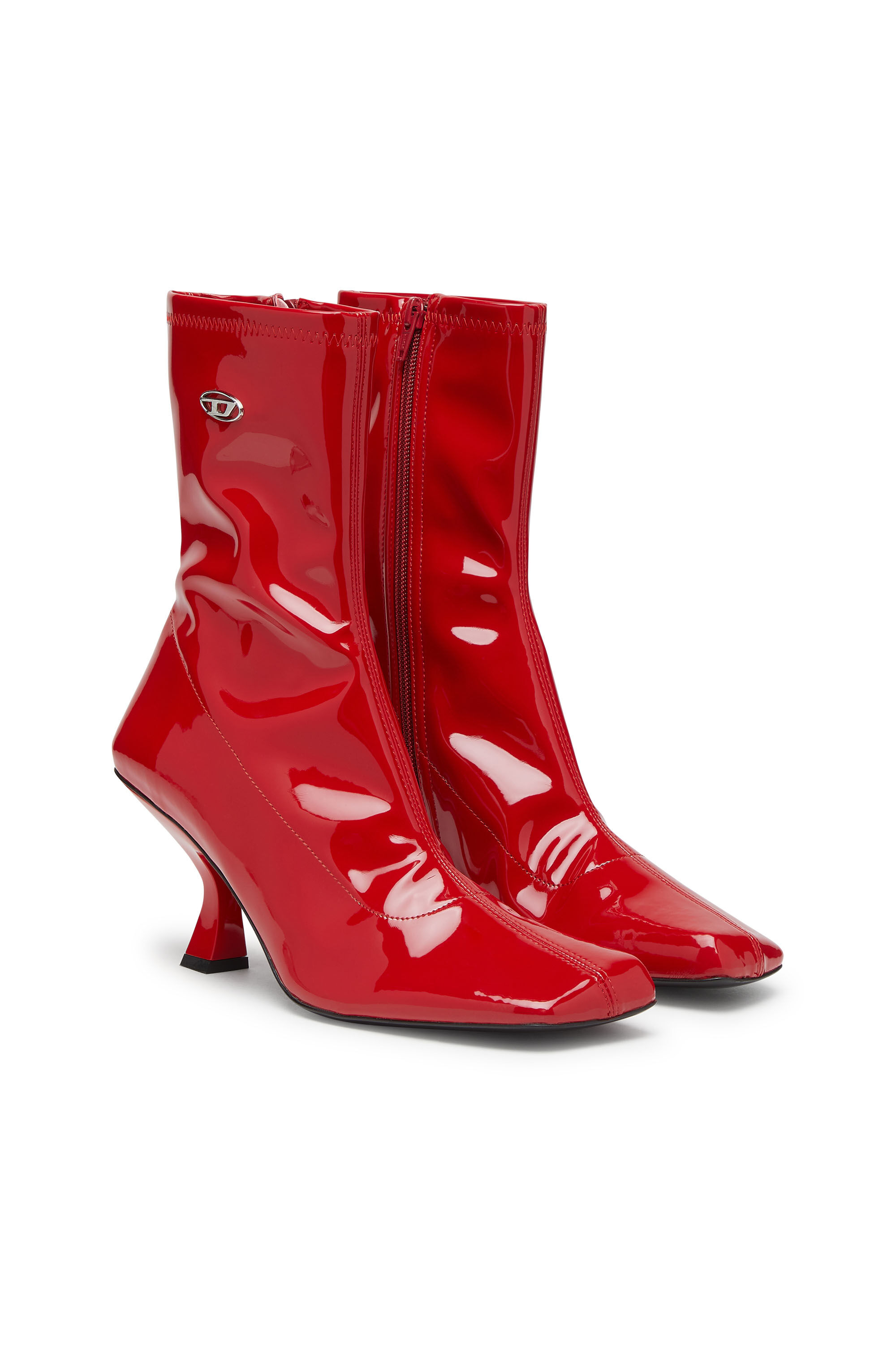 Diesel - D-AMBER MD BT, D-Amber-Ankle boots in PU stretch glossy Donna in Rosso - 2