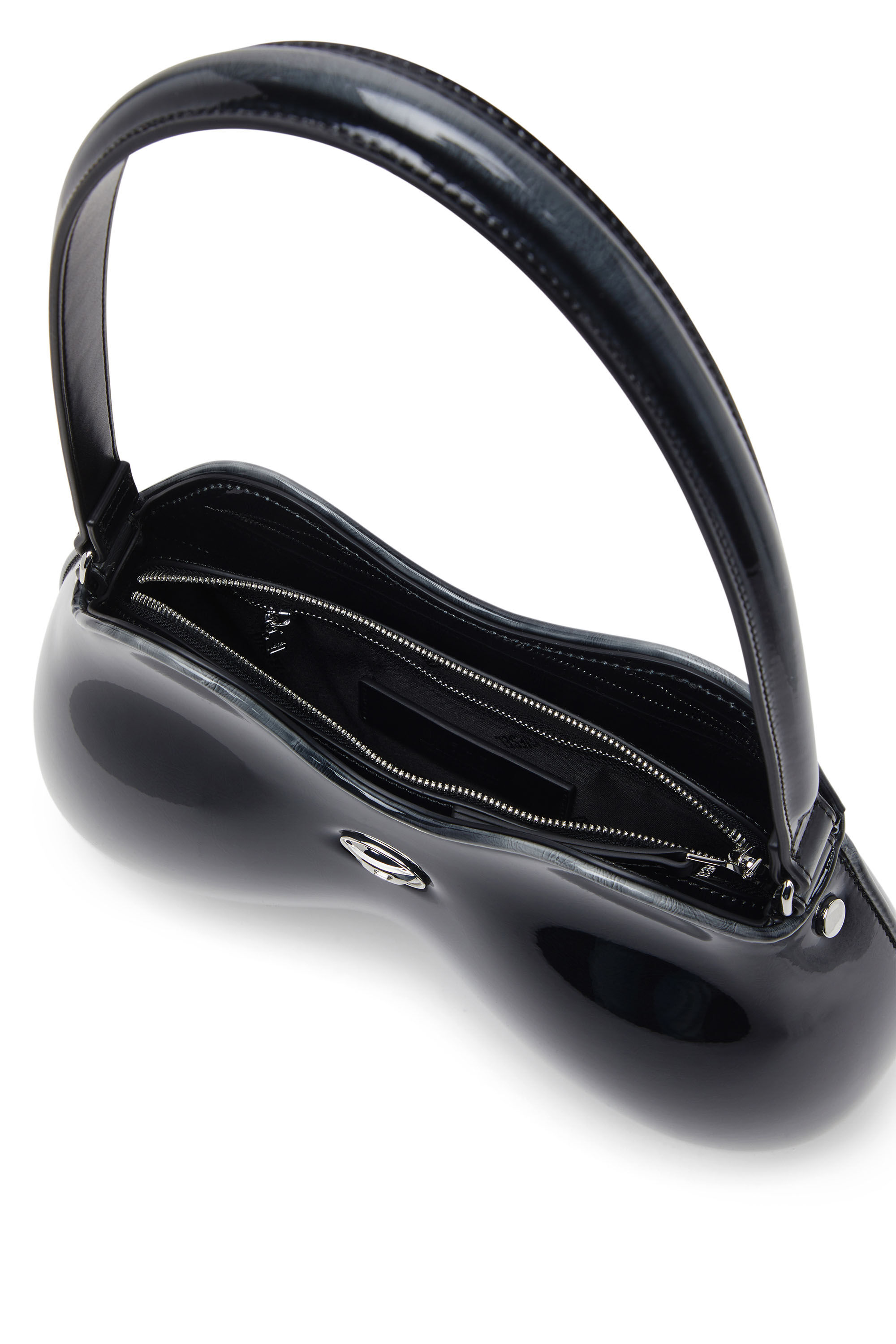 Diesel - DOUBLE-D SHOULDER, Sac épaule rigide en PU brillant dégradé Femme in Noir - 5