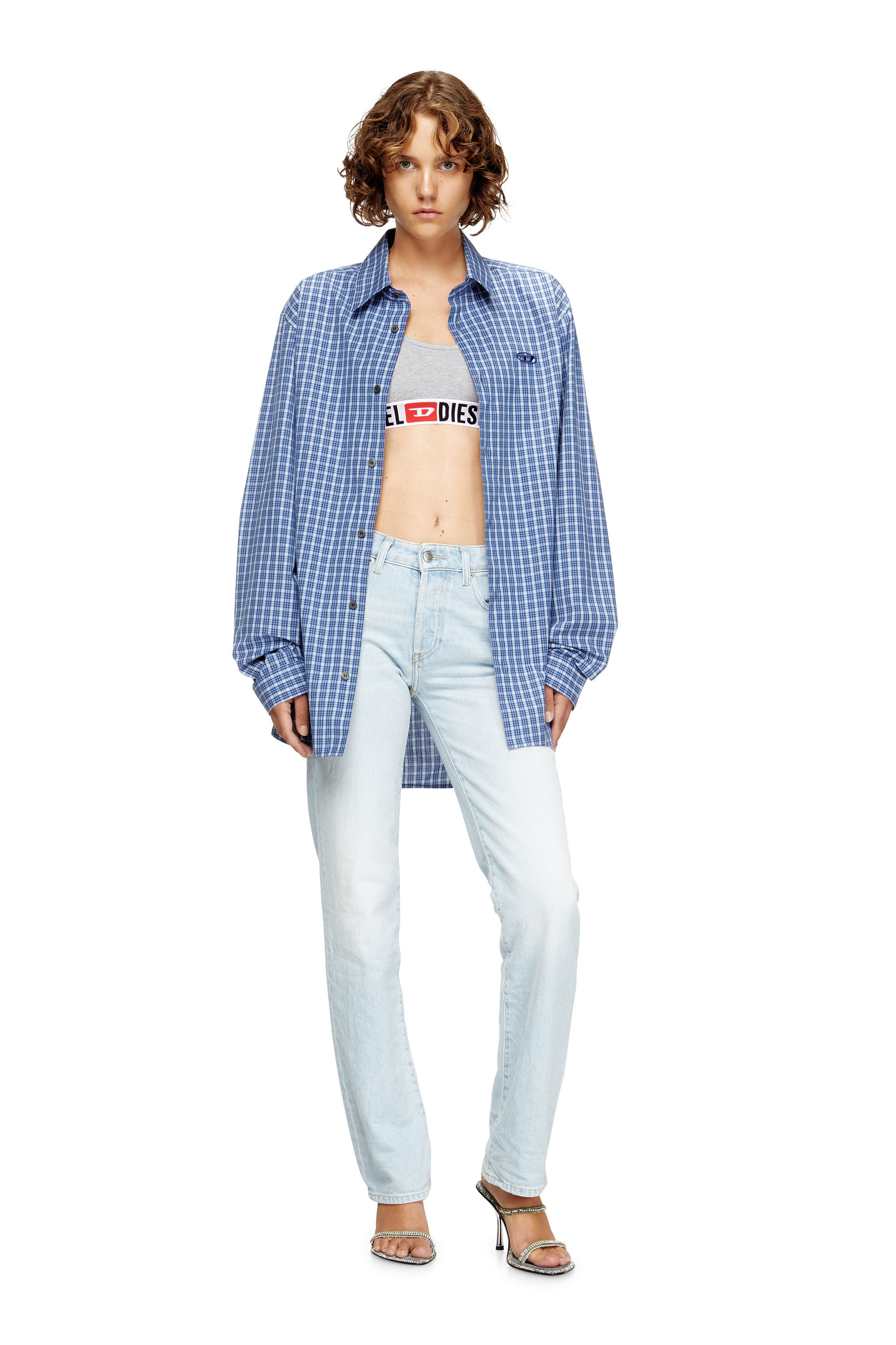 Diesel - UFSB-ORIBA, Bralette avec bande logo Femme in Gris - 6