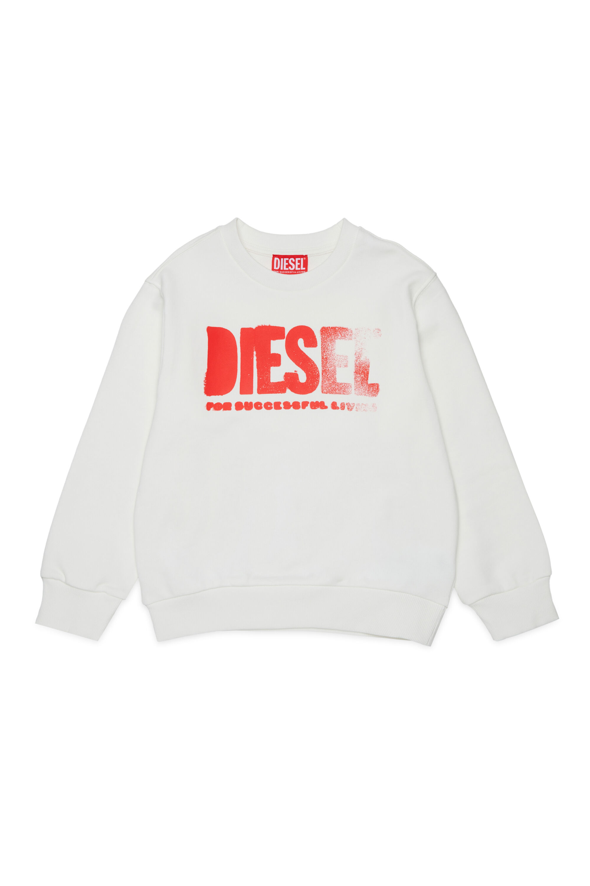 Diesel - SIDER OVER, Sweatshirt &agrave; col rond avec maxi logo Diesel imprim&eacute; Homme in Blanc - 1