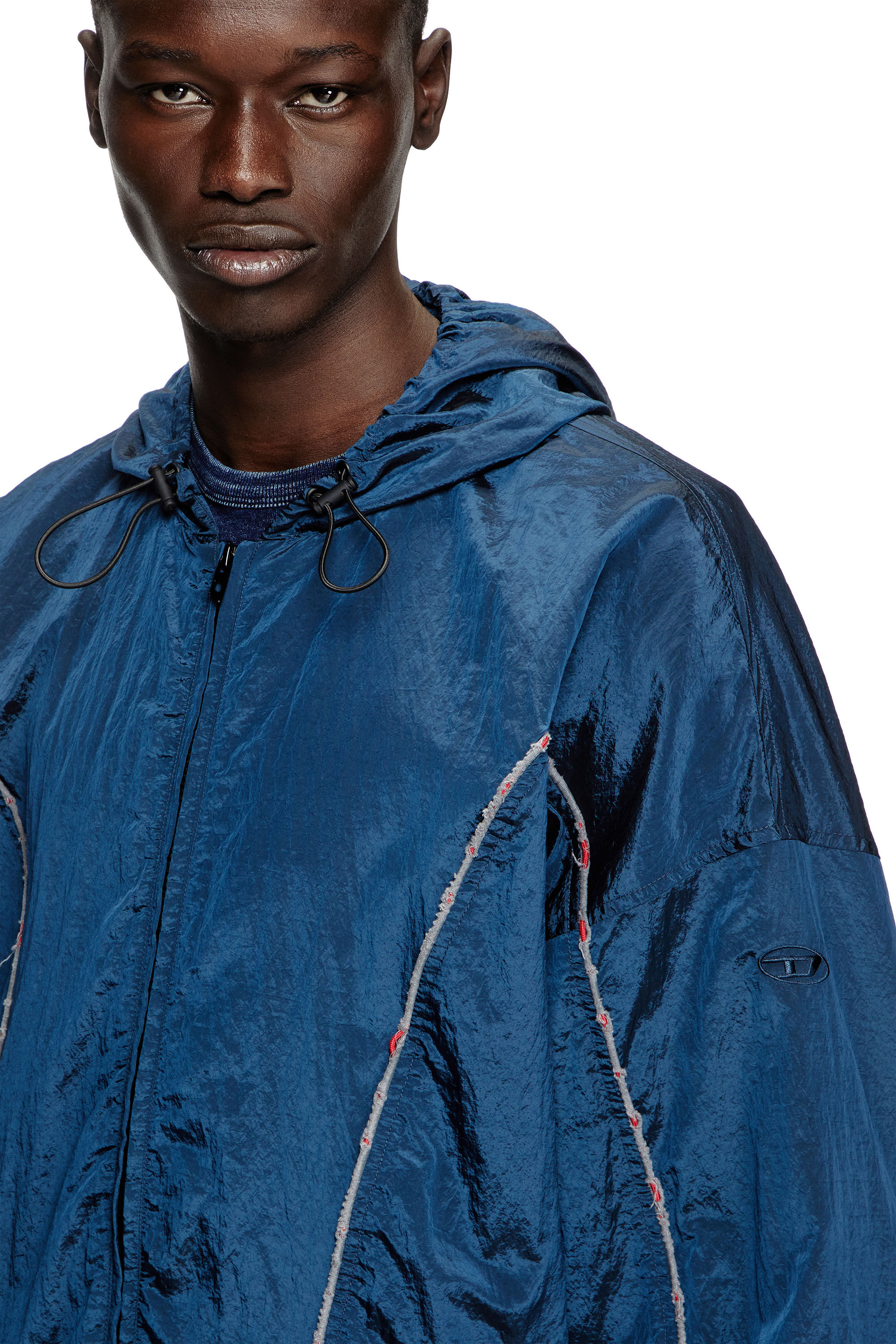 Diesel - J-ANTHEIT, Giacca a vento con profili destroyed Uomo in Blu - 5