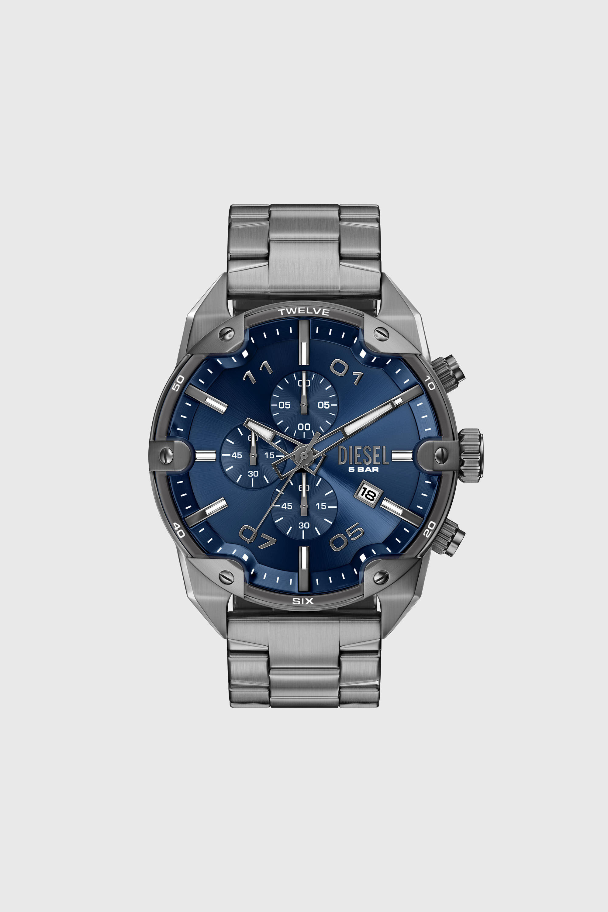 Diesel - DZ4724 WATCH, Montre Spiked en acier inoxydable finition gunmetal Homme in Gris - 1