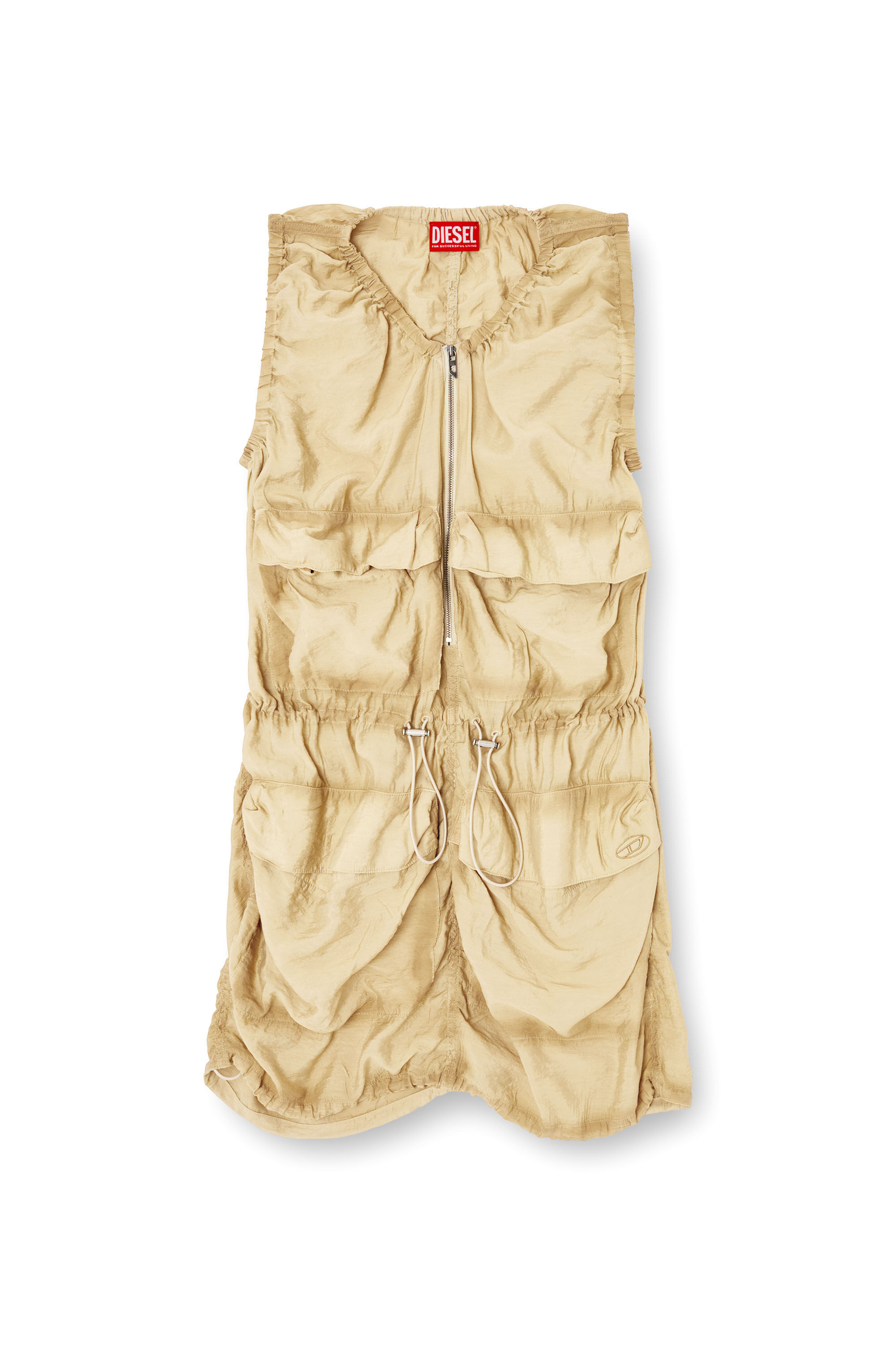 Diesel - D-RESDEN, Abito cargo in viscosa-nylon trattato Donna in Beige - 2