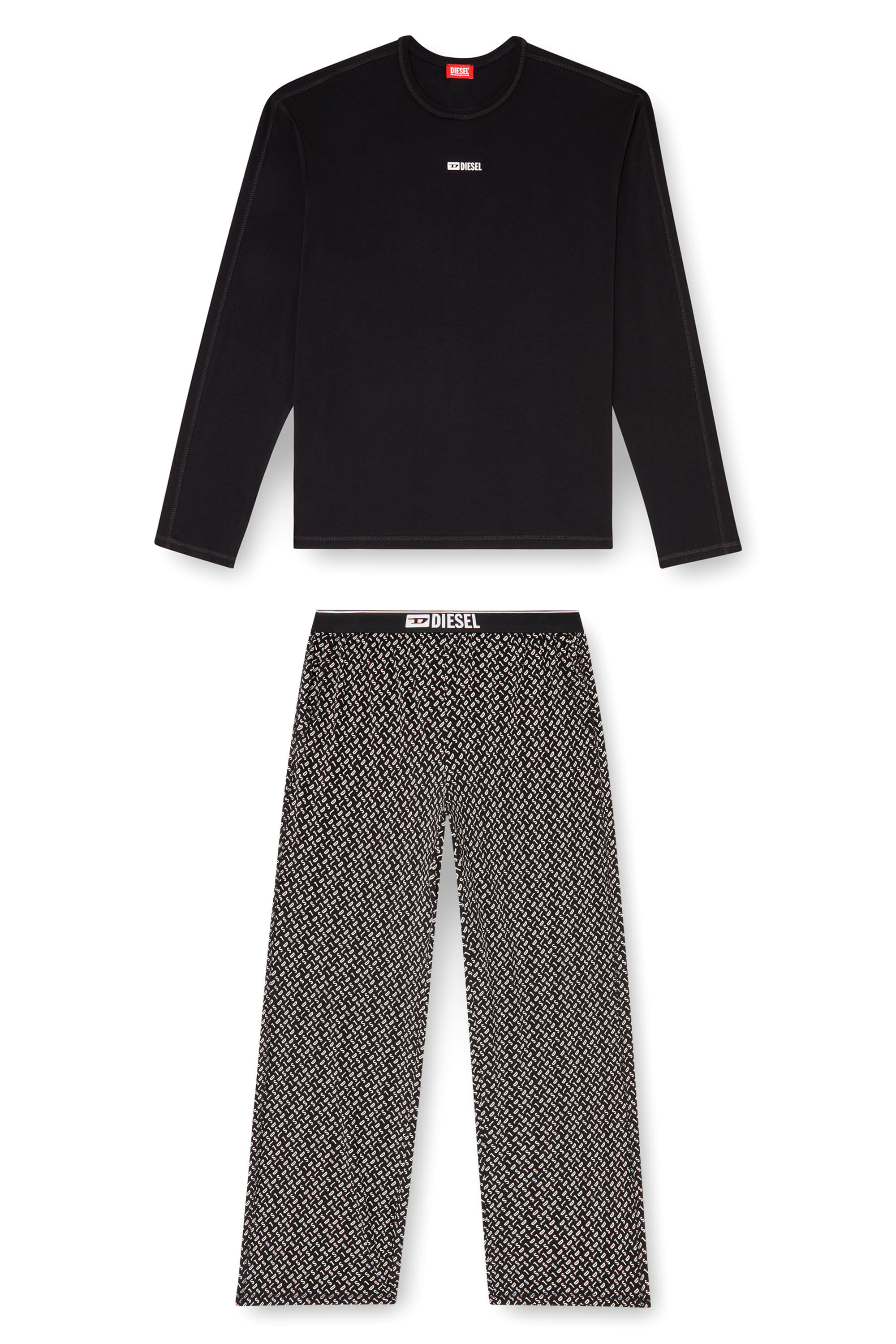 Diesel - SET-NOLAN-D-BOX, Pigiama set in cotone con pantaloni stampati Uomo in Nero - 4