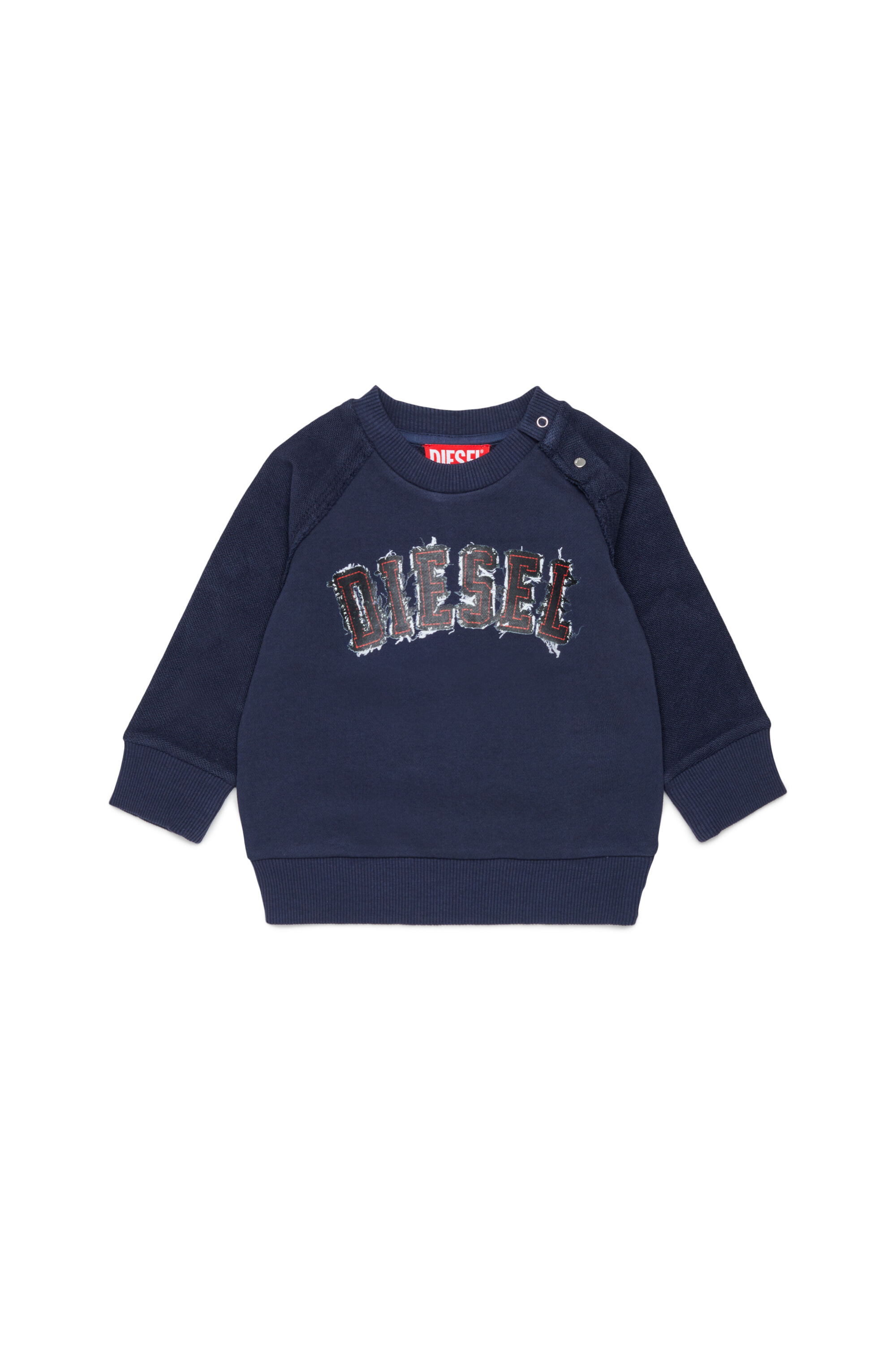 Diesel - SEANSB, Felpa in cotone con logo effetto sfrangiato Uomo in Blu - 1