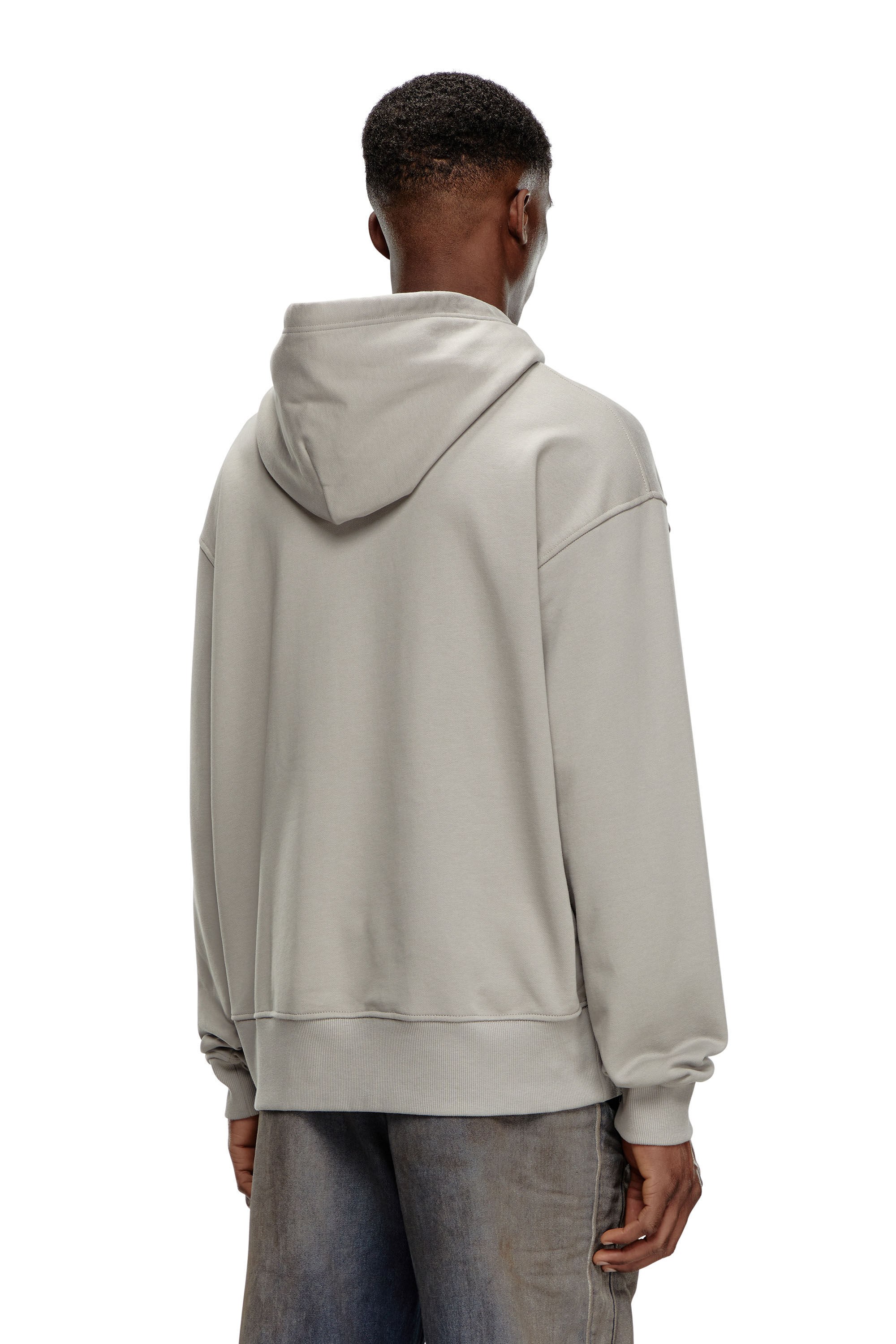 Diesel - S-MACS-HOOD-OD, Sweat-shirt à capuche oversize avec logo métallisé Homme in Gris - 4