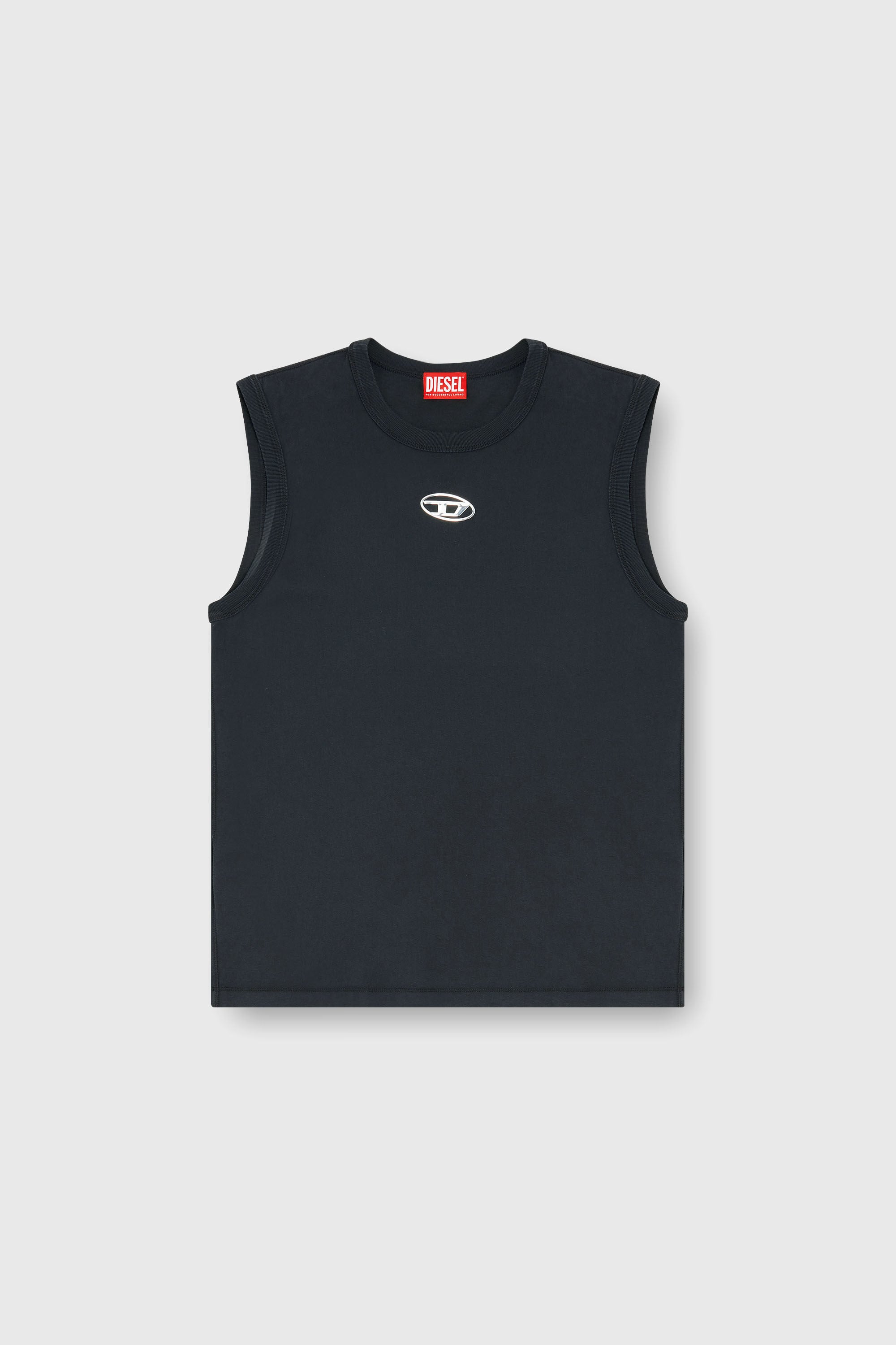 Diesel - T-BISCO-IOD, Man's Cotton tank top with metallic Oval D in Black - 2