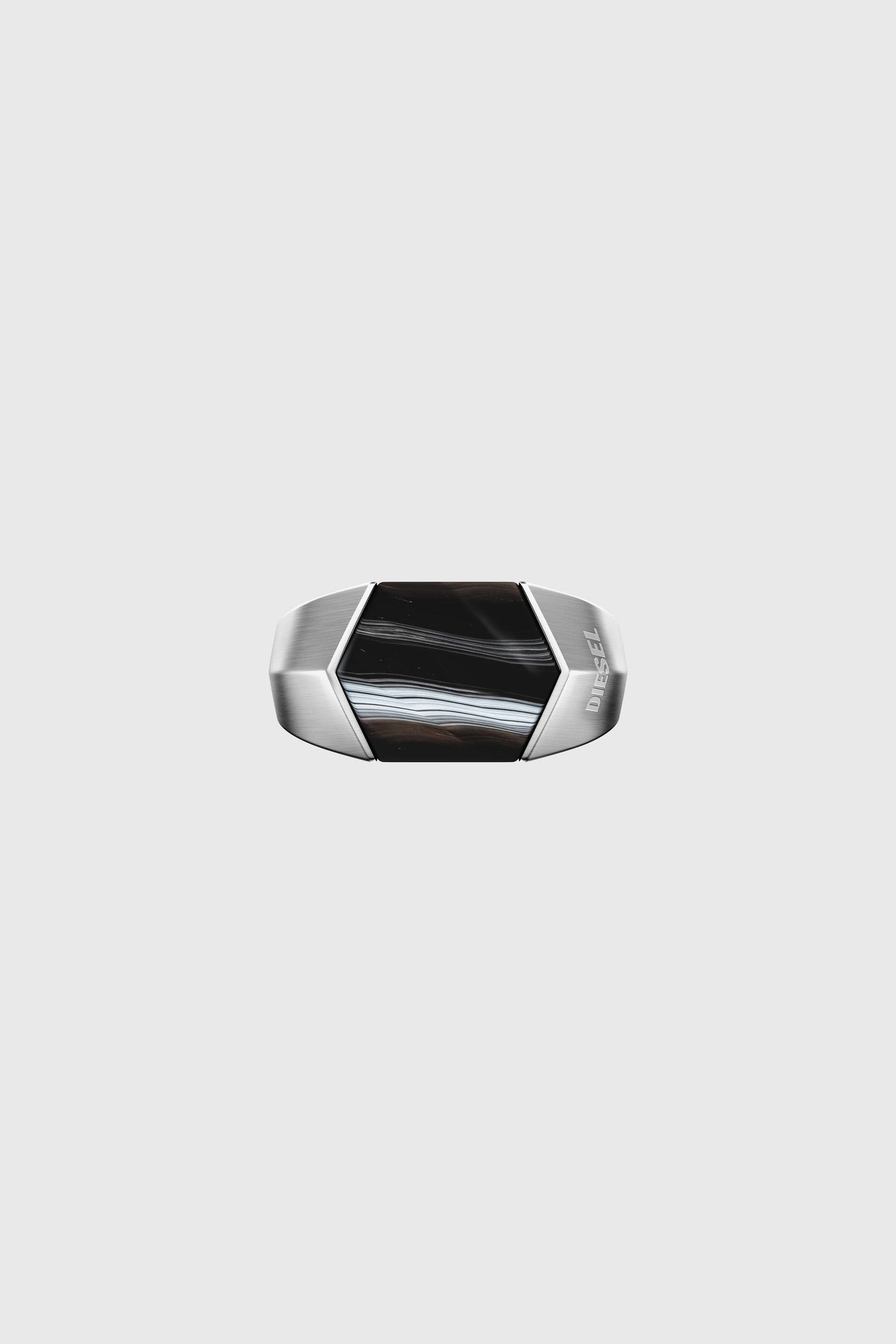 Diesel - DX1711040, Bague chevali&egrave;re en agate noire Mixte in Gris argent&eacute; - 3
