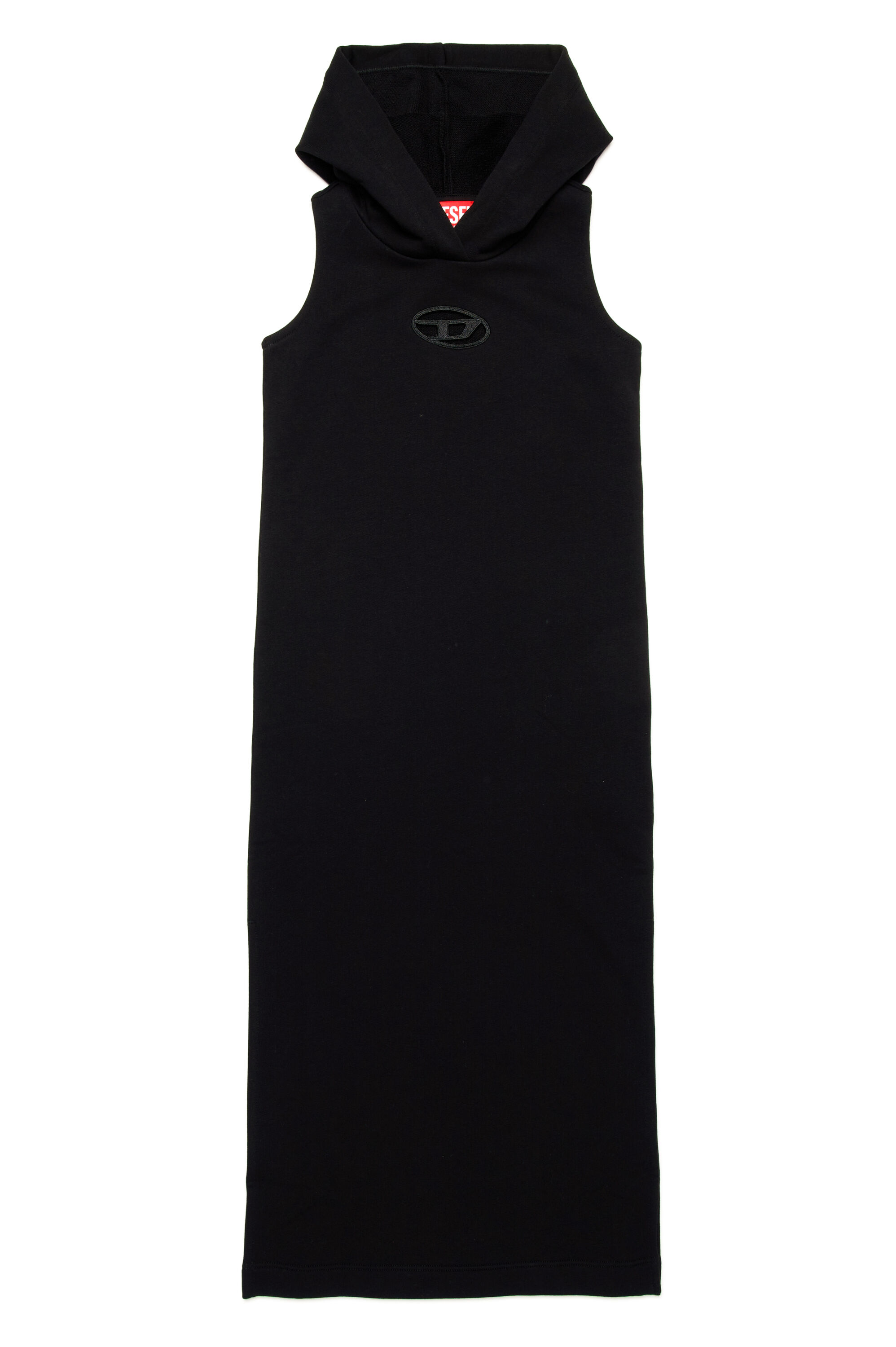 Diesel - DYTES, Abito con cappuccio senza maniche con logo cut-out Donna in Nero - 1