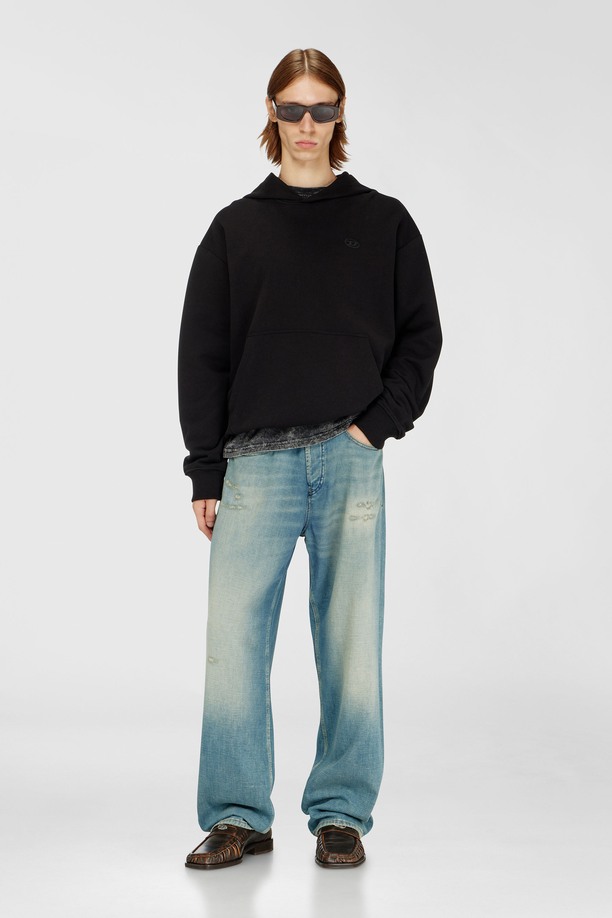 Diesel - S-MACS-HOOD-MEGOVAL-D, Hoodie con ricamo logo Uomo in Nero - 1