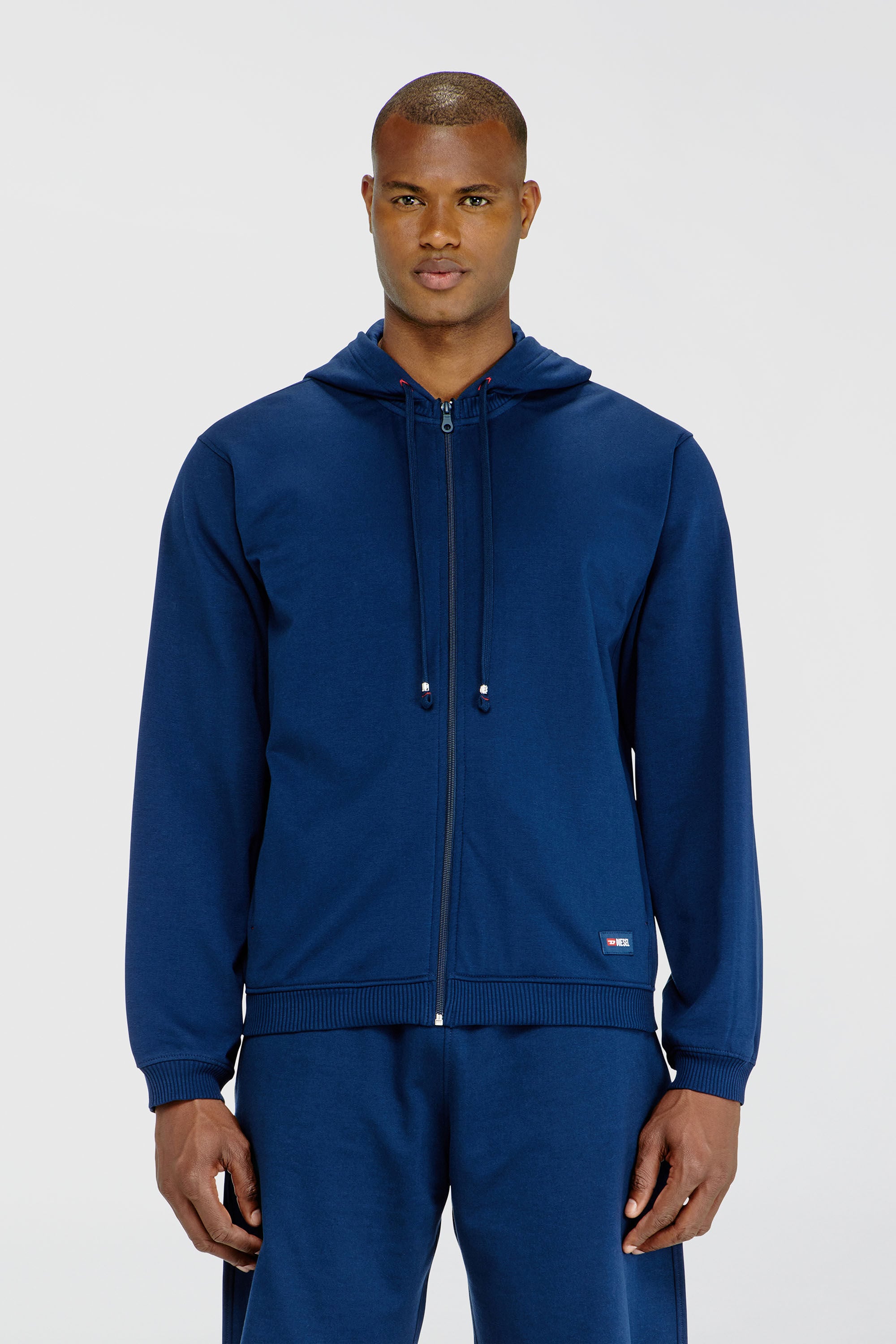 Diesel - JOY-D-CORE, Felpa con cappuccio in misto cotone smerigliato Uomo in Blu - 3