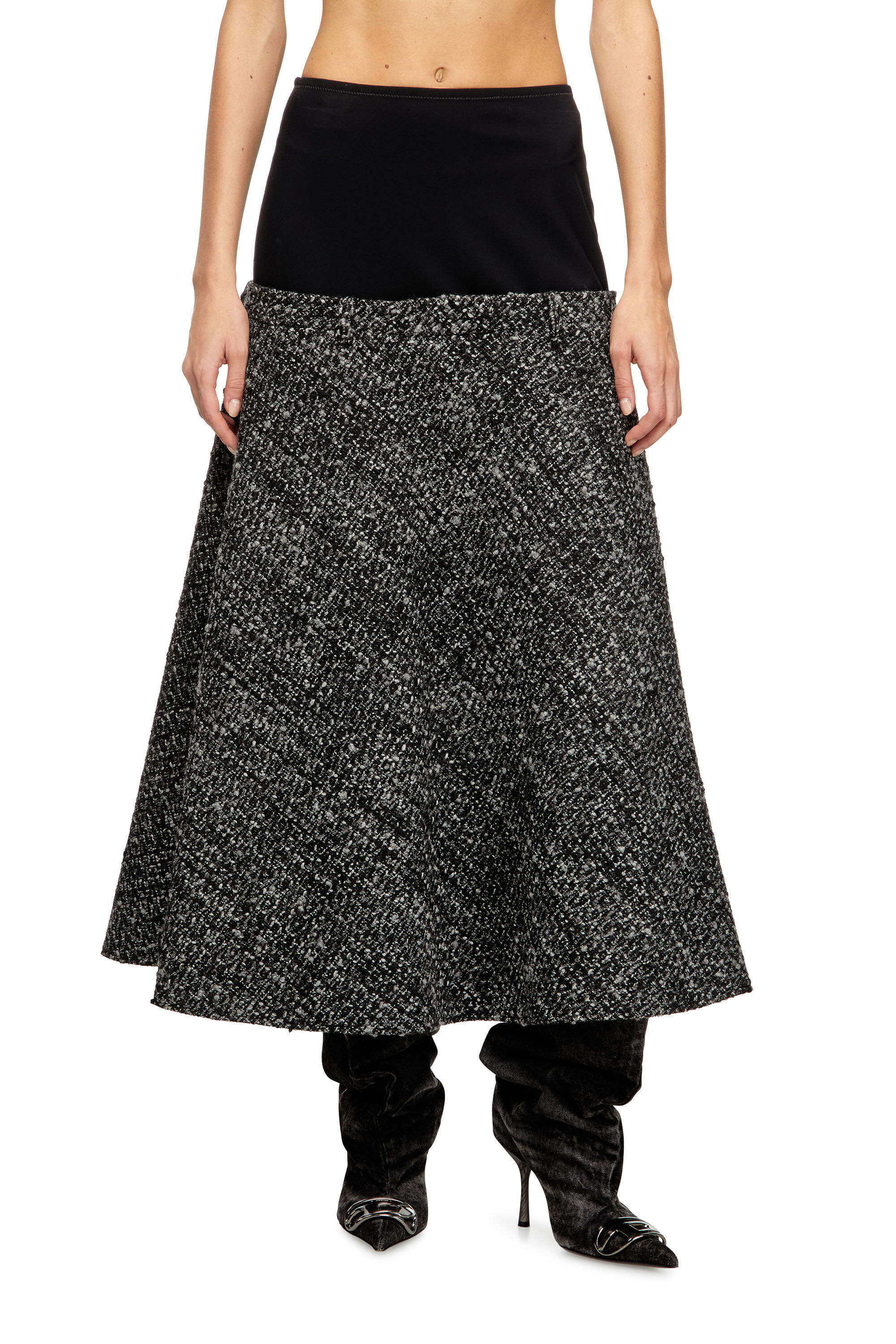 Diesel - O-GRACE, Damen Bouclé-Rock mit Stretch-Bund in Schwarz - 3