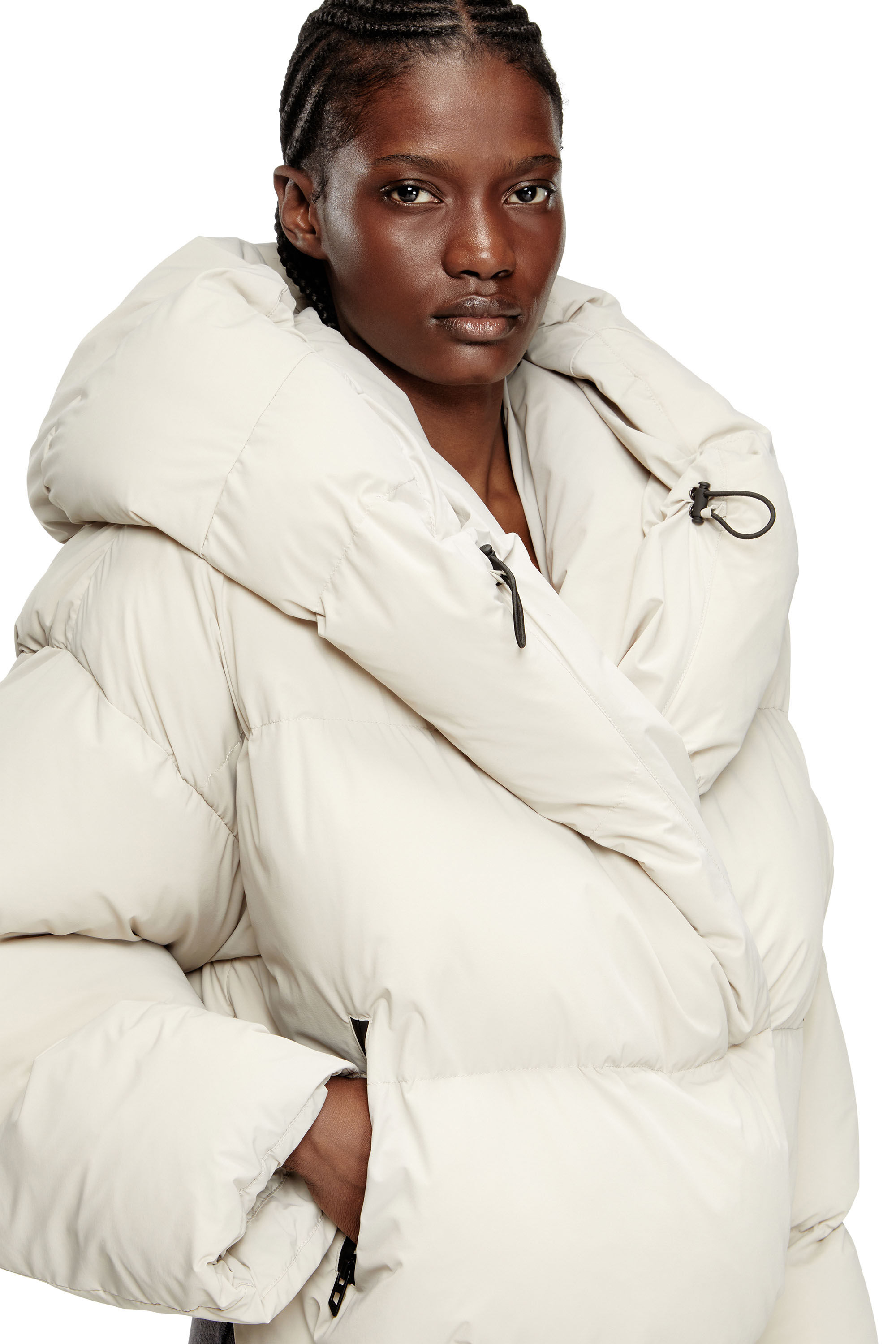 Diesel - W-ILEY-T1, Damen Wickel-Daunen-Jacke aus Bi-Stretch-Nylon in Beige - 5