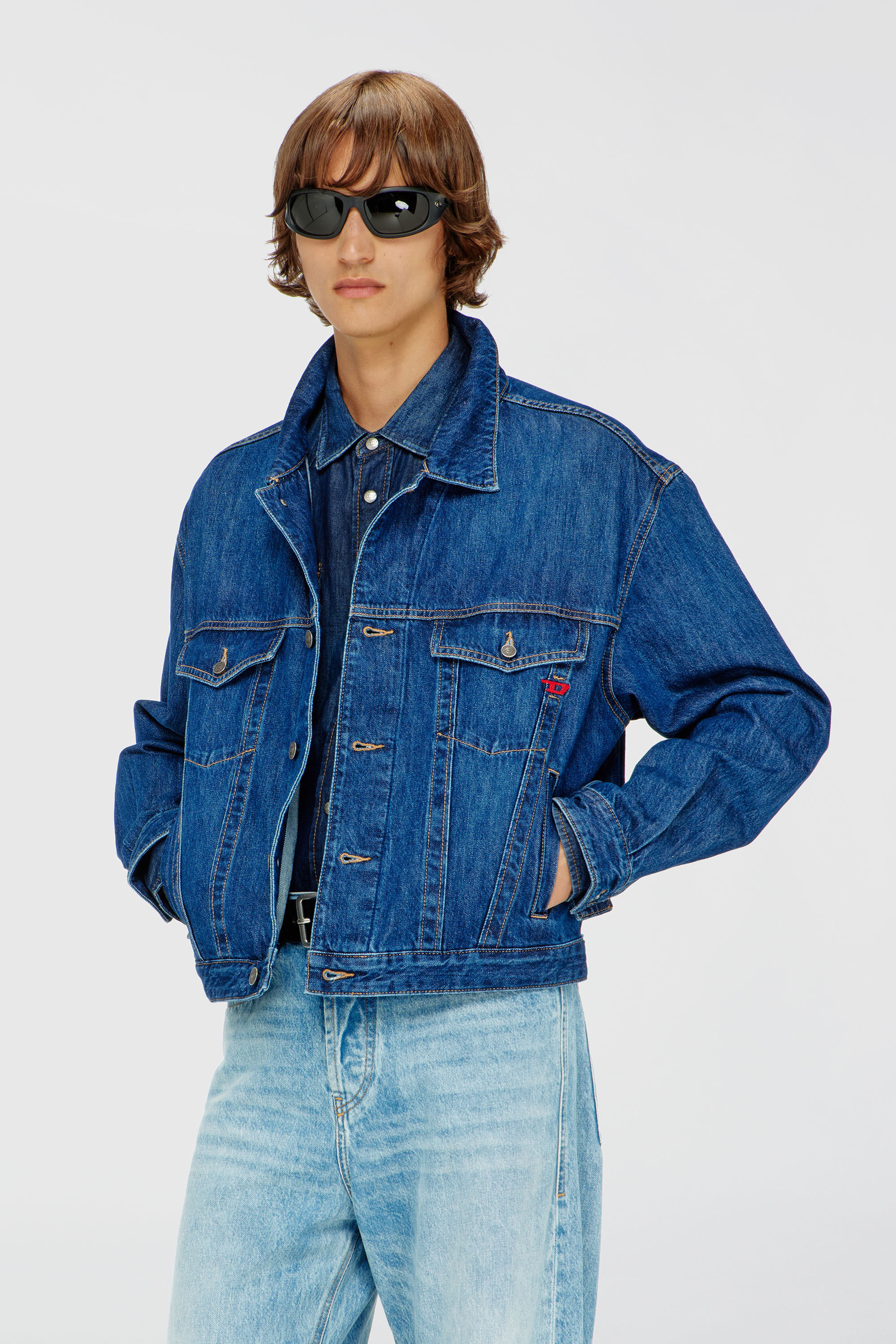 Diesel - D-RANGER, Veste trucker en denim Homme in Bleu - 3