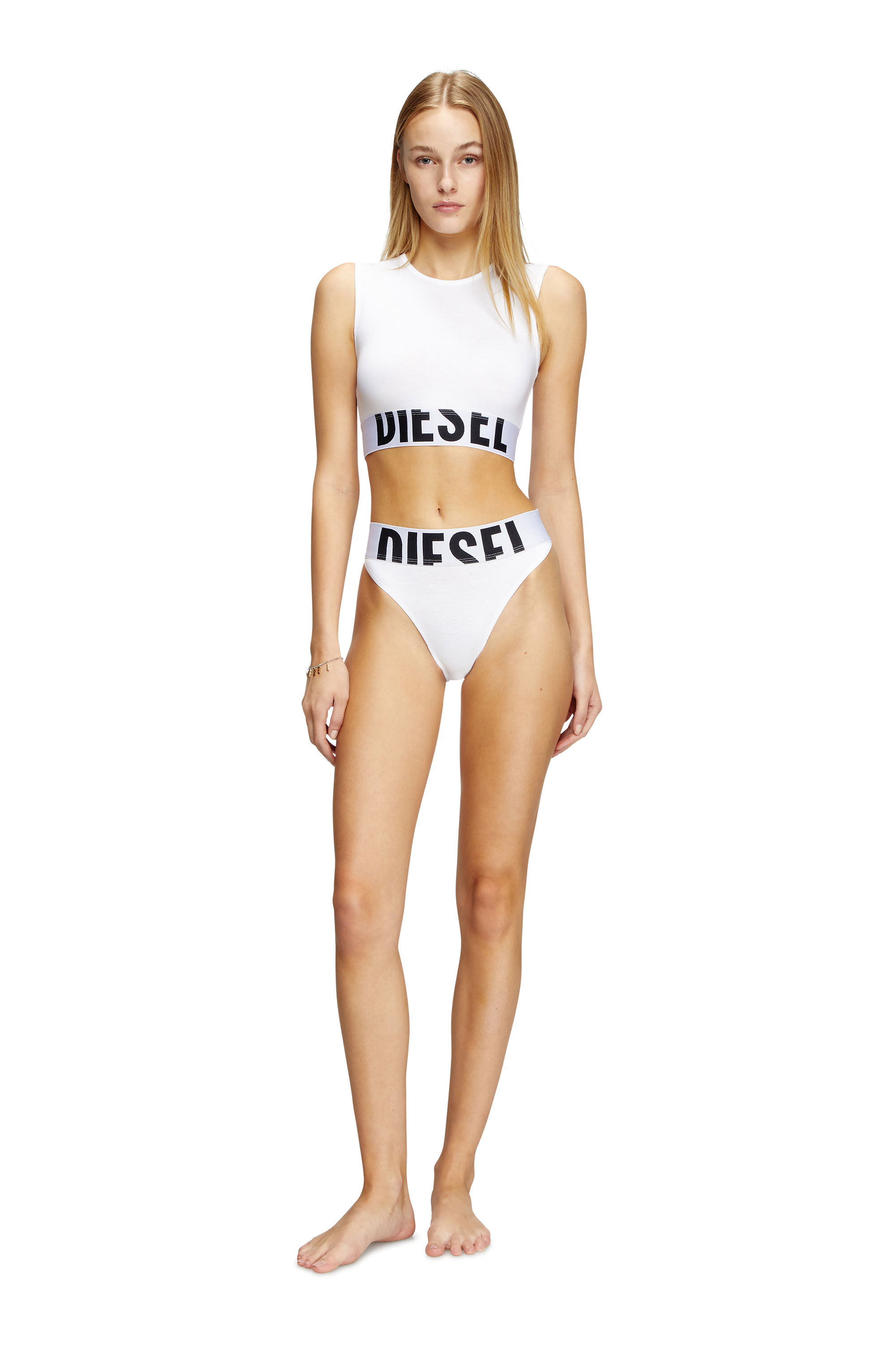 Diesel - ADA-D-POP, Damen Verkürztes Tanktop mit Cut-off-Logo in Weiß - 1