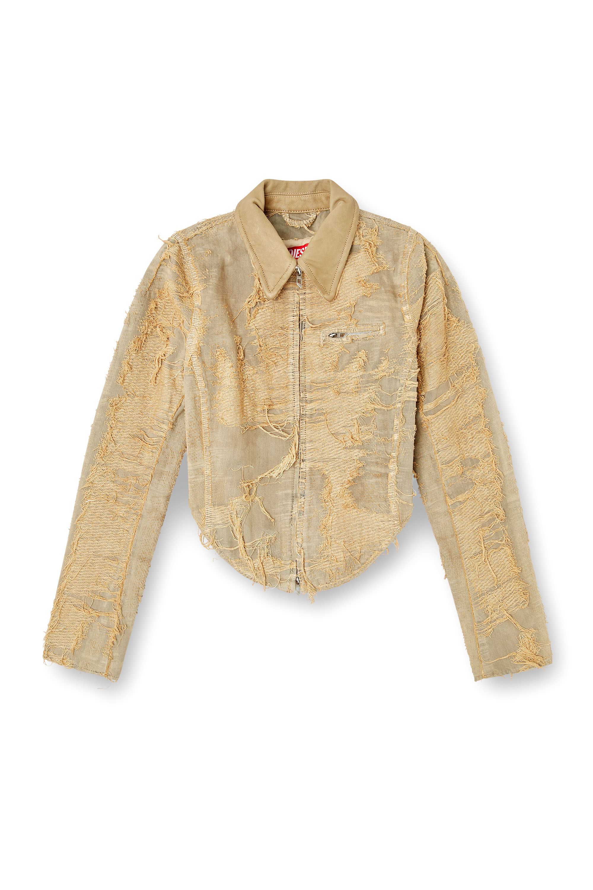 Diesel - DE-NEA-FSG, Giacca slim in denim colorato distressed Donna in Marrone - 2