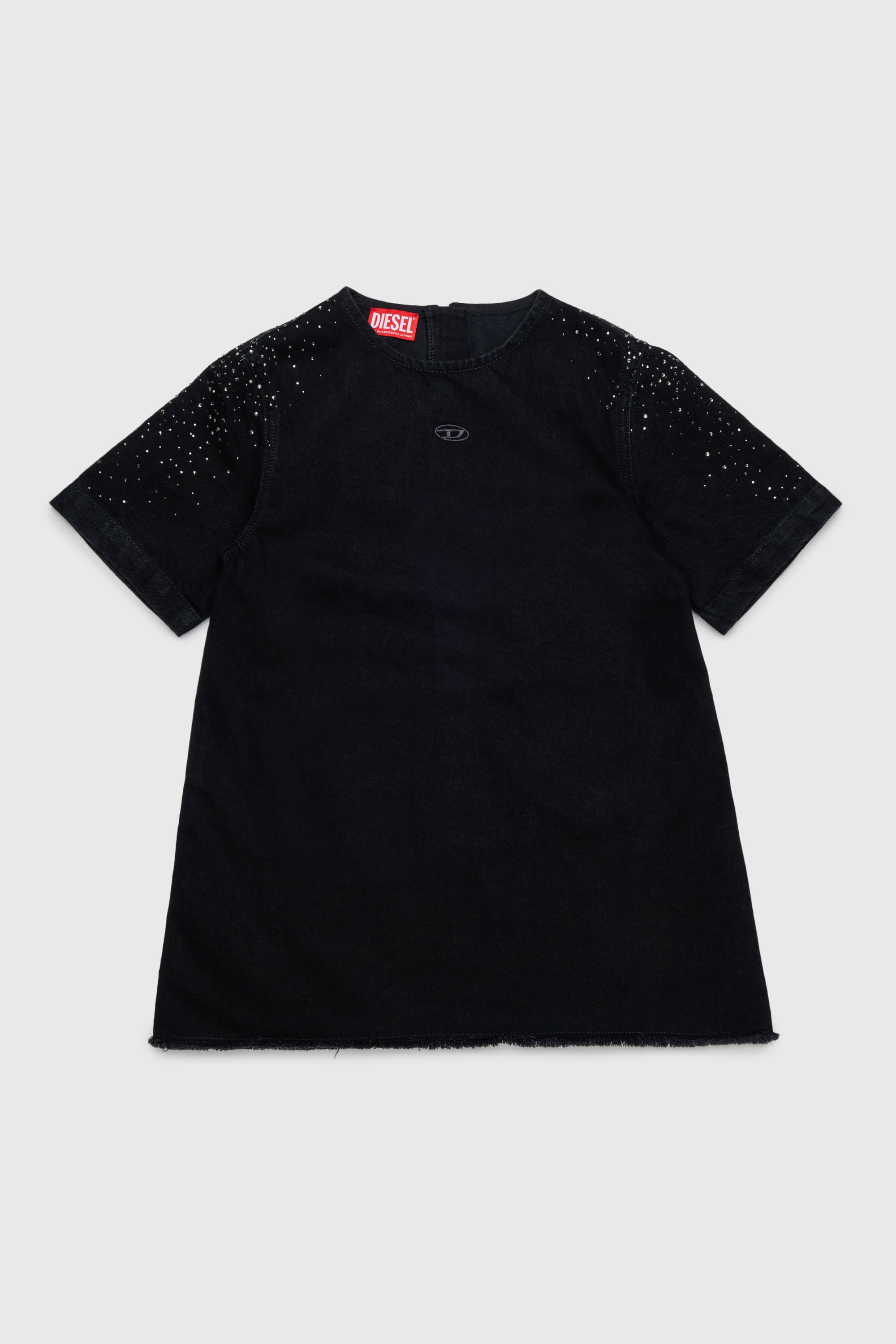 Diesel - DILBY, Damen Rhinestone-embellished T-shirt-Kleid in Schwarz/Dunkelgrau - 1
