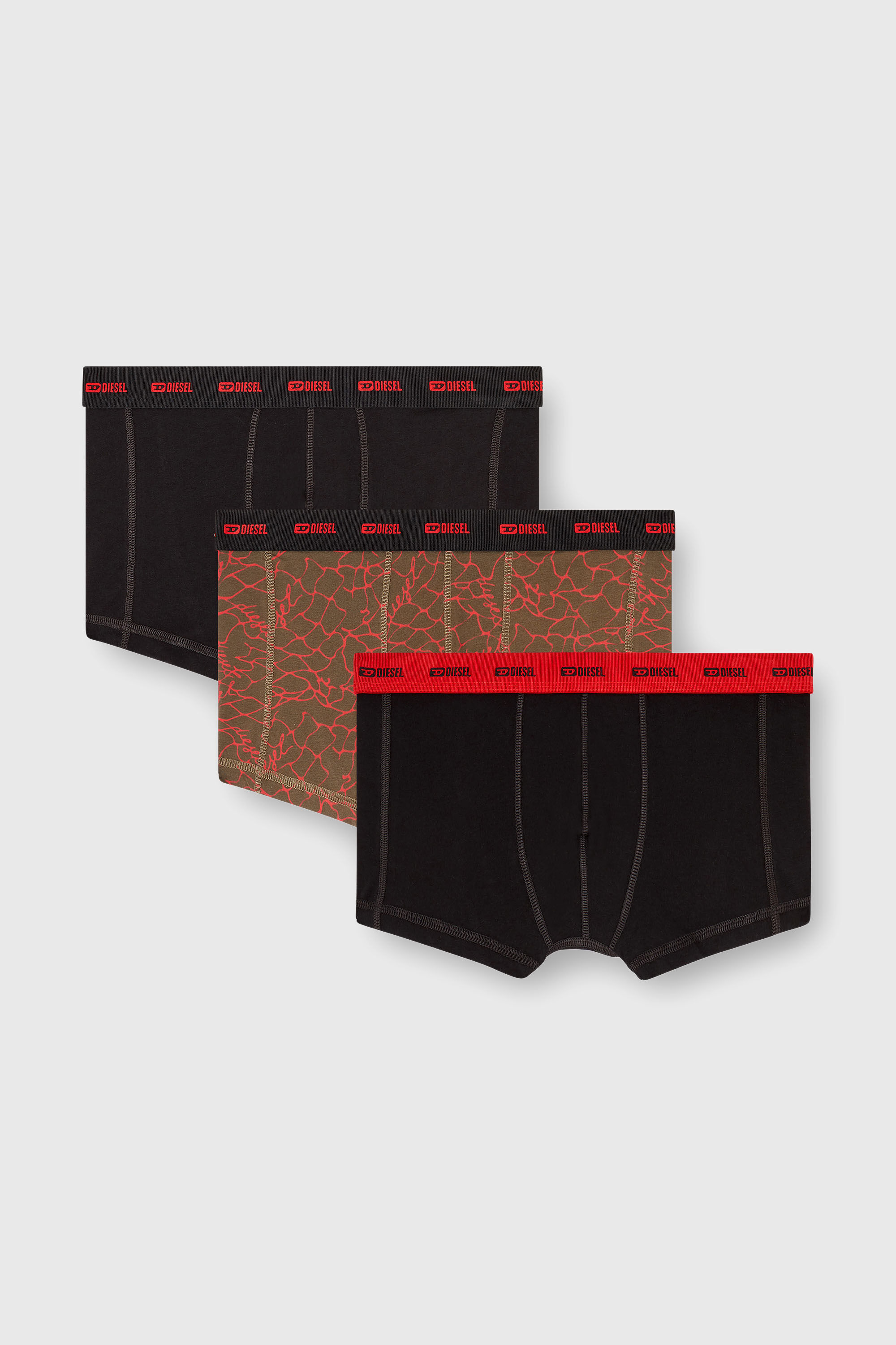 Diesel - DAMIEN-UTLT-3PACK, Herren Dreierpack Trunks mit grafischem Motiv in Schwarz/Braun - 2