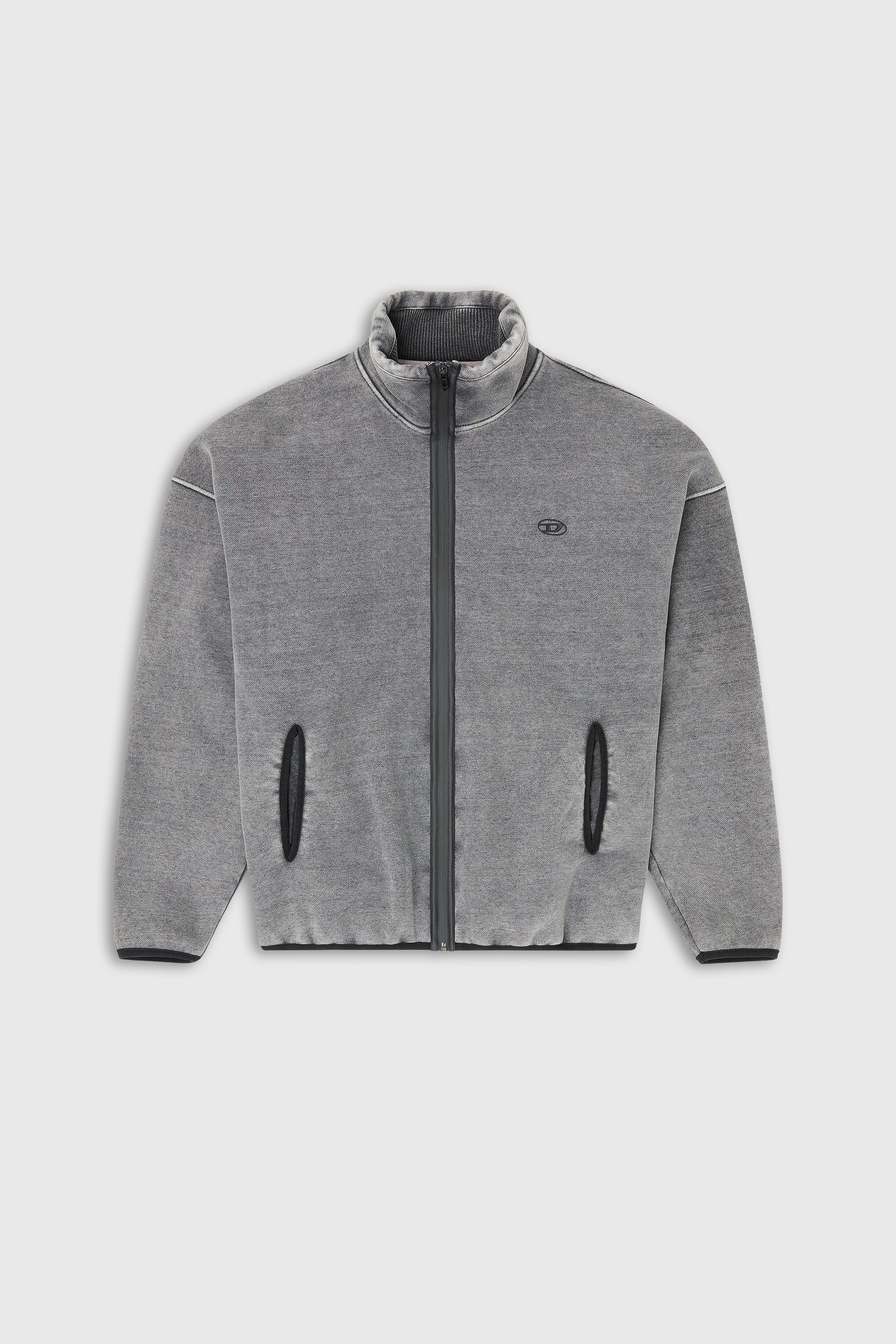 Diesel - S-BATY-NEW, Herren Sweatshirt mit Rei&szlig;verschluss und Innenfutter in Grau - 2