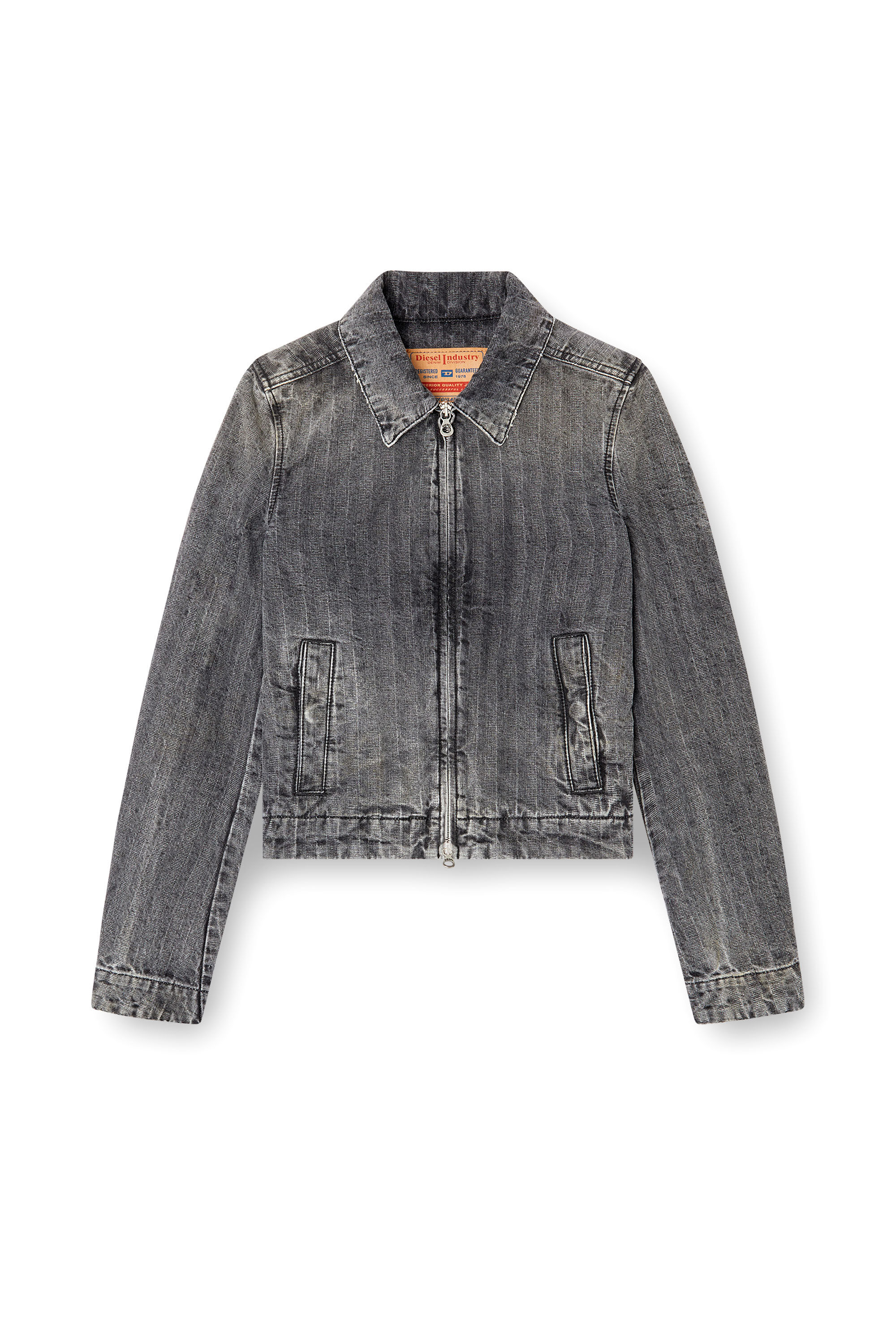 Diesel - DE-CORB, Damen Jacke aus Fischgrät-Denim in Hellgrau - 2