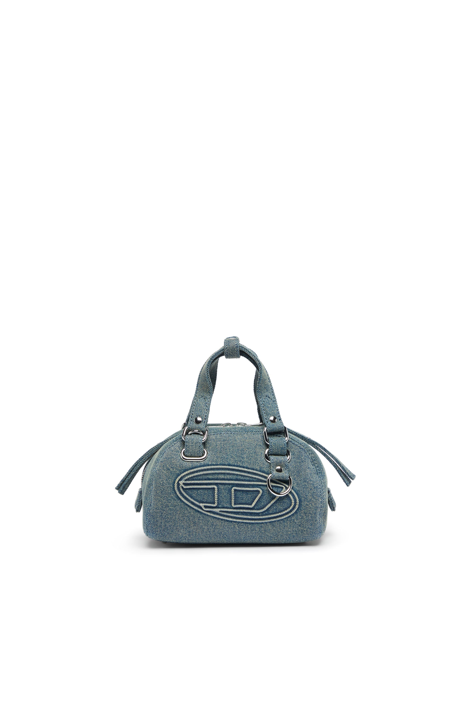 Diesel - 1DR DOME SOFT CROSSBODY, 1DR Dome-Petit sac bowling en denim avec logo Oval D Mixte in Bleu - 1