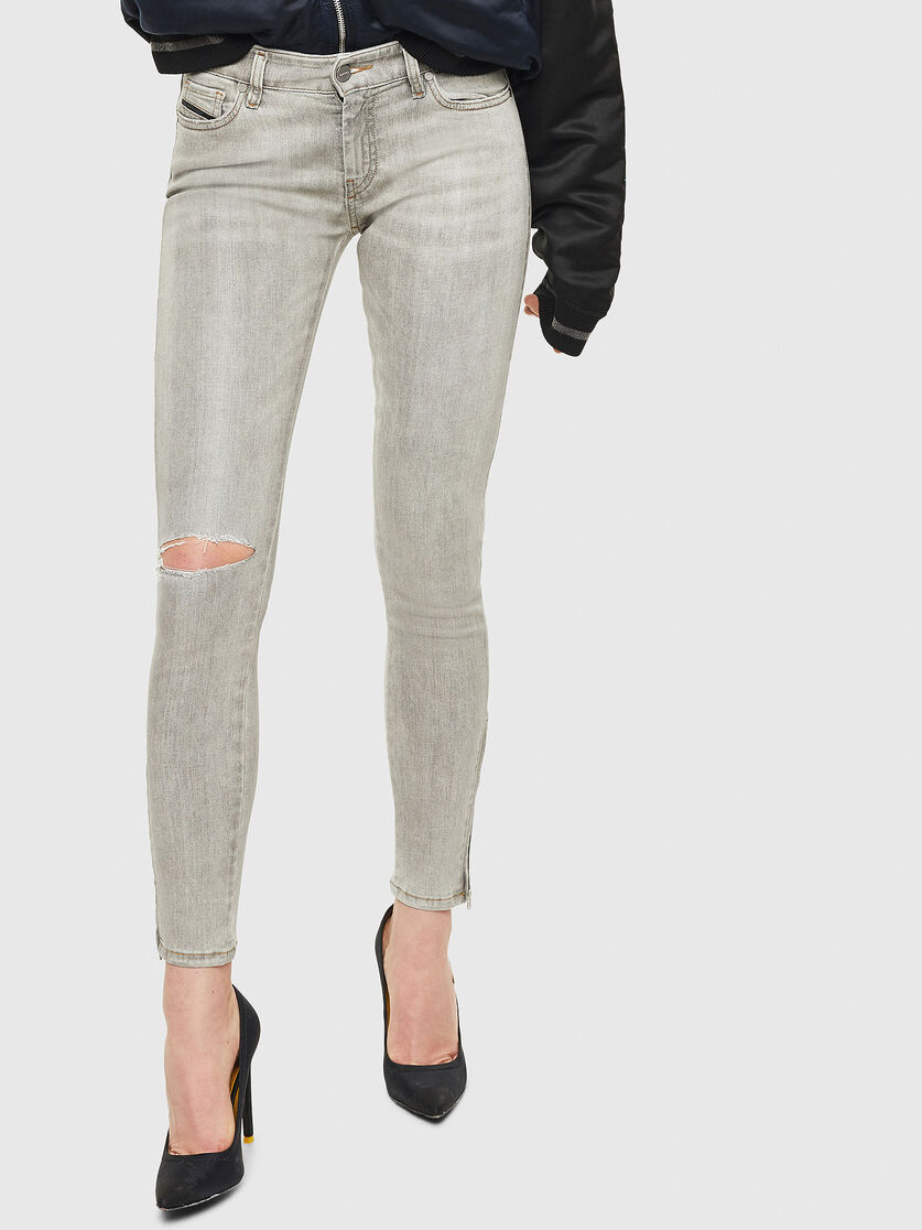 Slandy Zip 086ae Damen Super Skinny Jeans Hellgrau Diesel