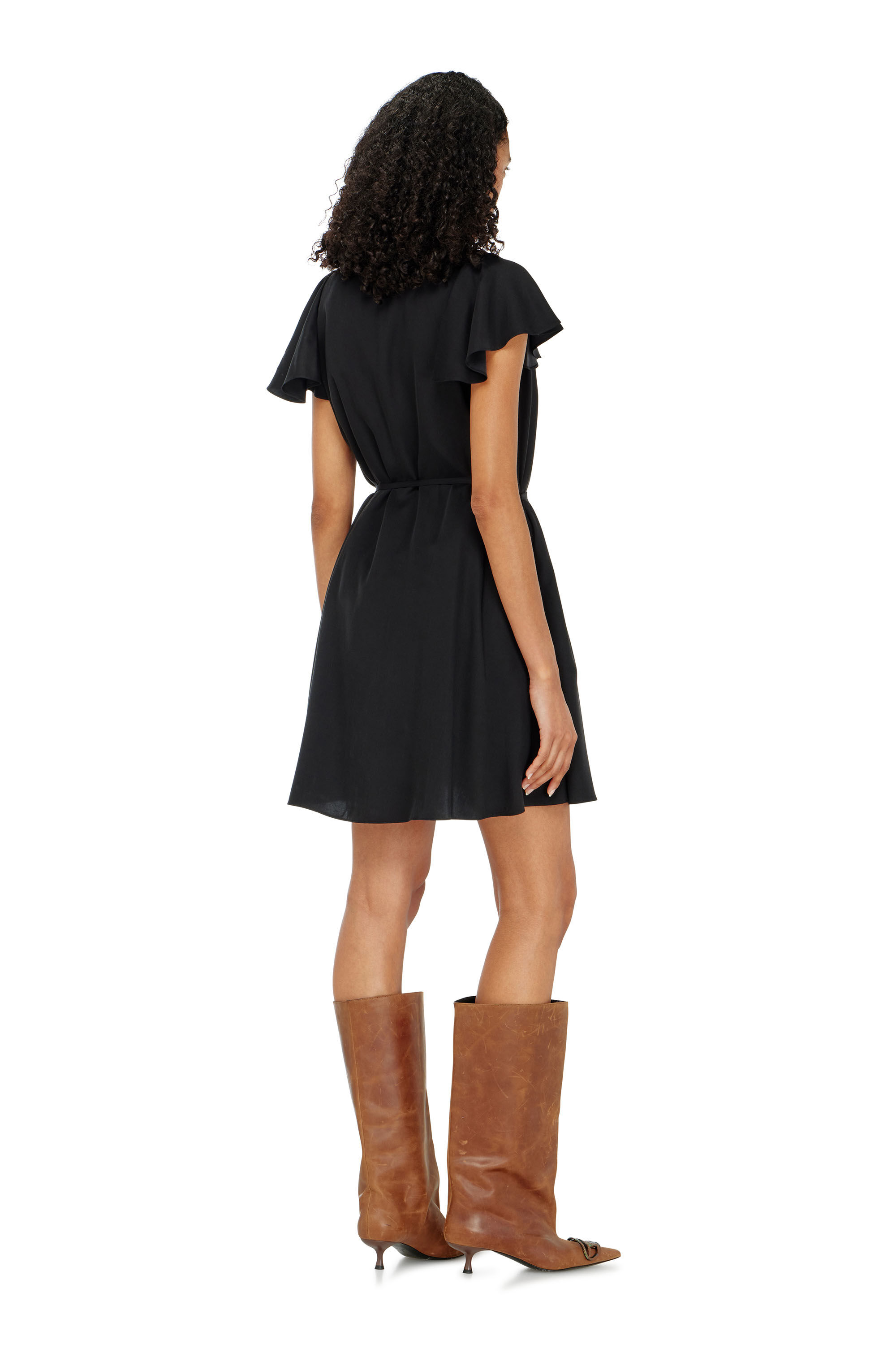 Diesel - D-AIKIRI, Damen Cuprokleid mit V-Ausschnitt und Kn&ouml;pfen vorne in Schwarz - 4