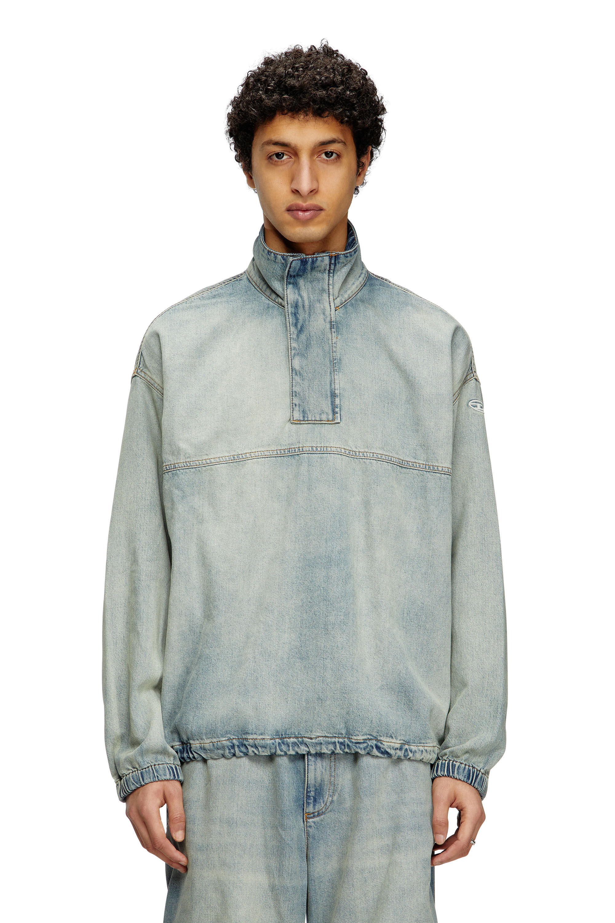 Diesel - D-FLOW-S1, Unisex Pullover aus leichtem zweifarbigem Denim in Hellblau - 3