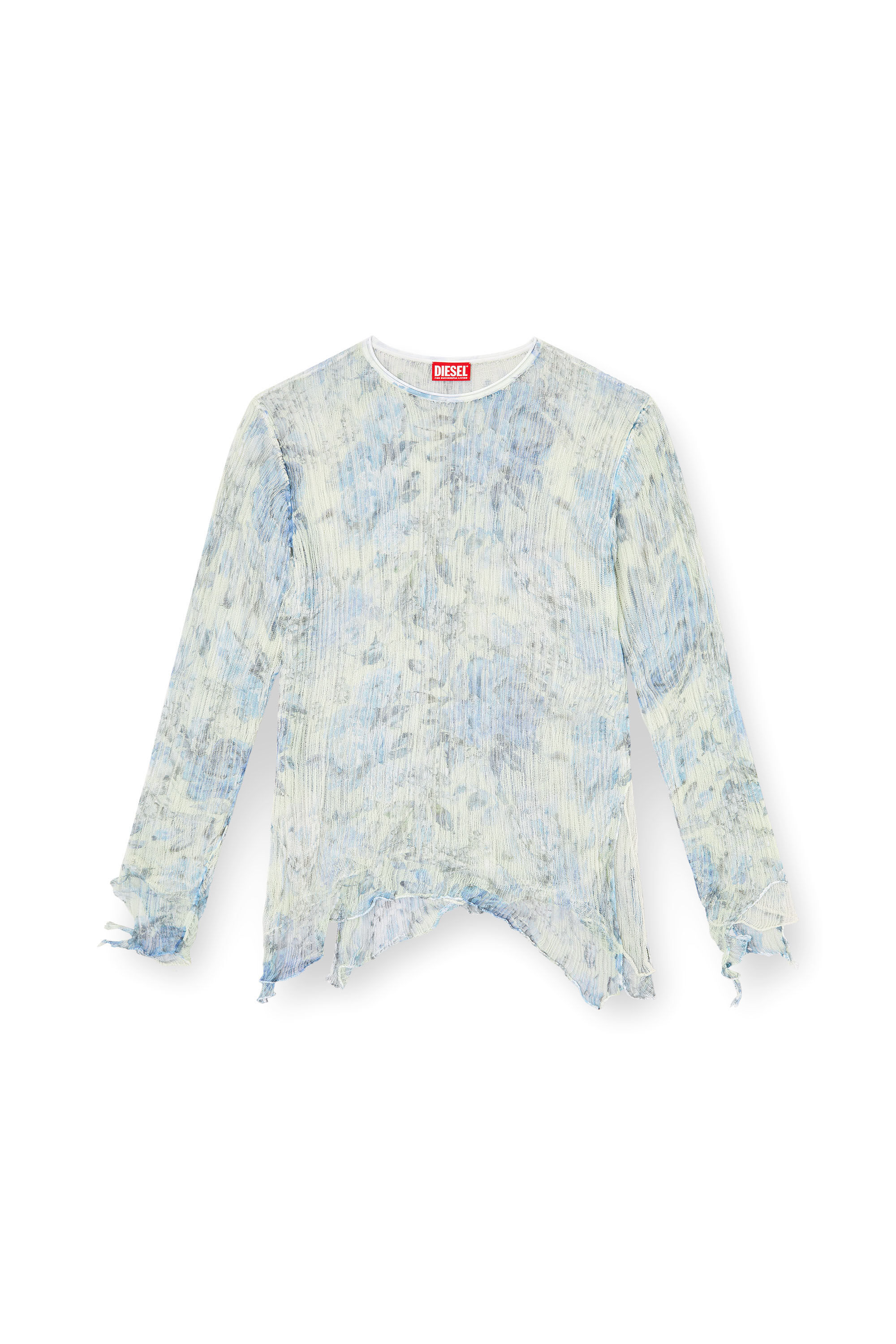 Diesel - K-AASMOS-A, Pull en maille échevelé avec imprimé floral Mixte in Bleu - 2