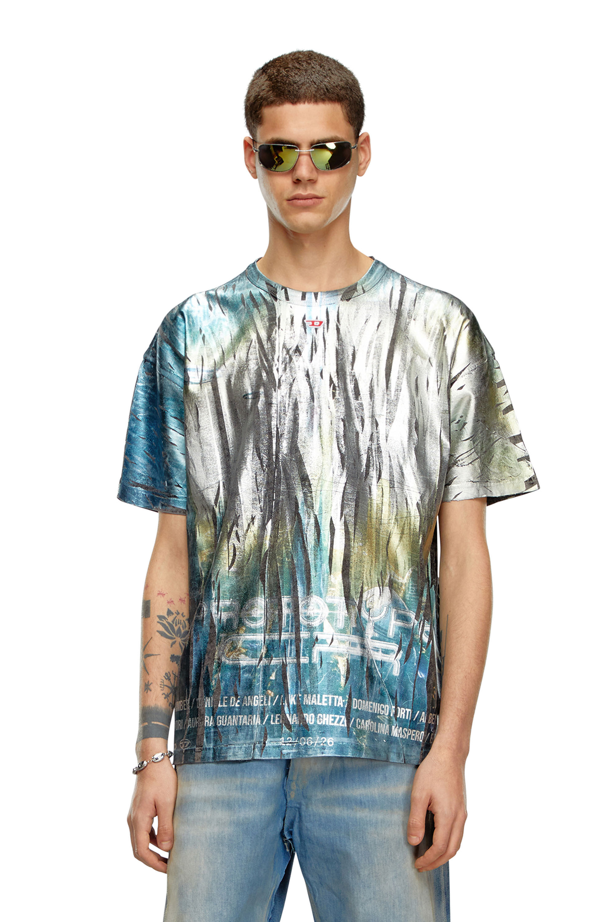 Diesel - T-BORD-Q1, Homme T-shirt avec traitement froissé in Polychrome - Image 3