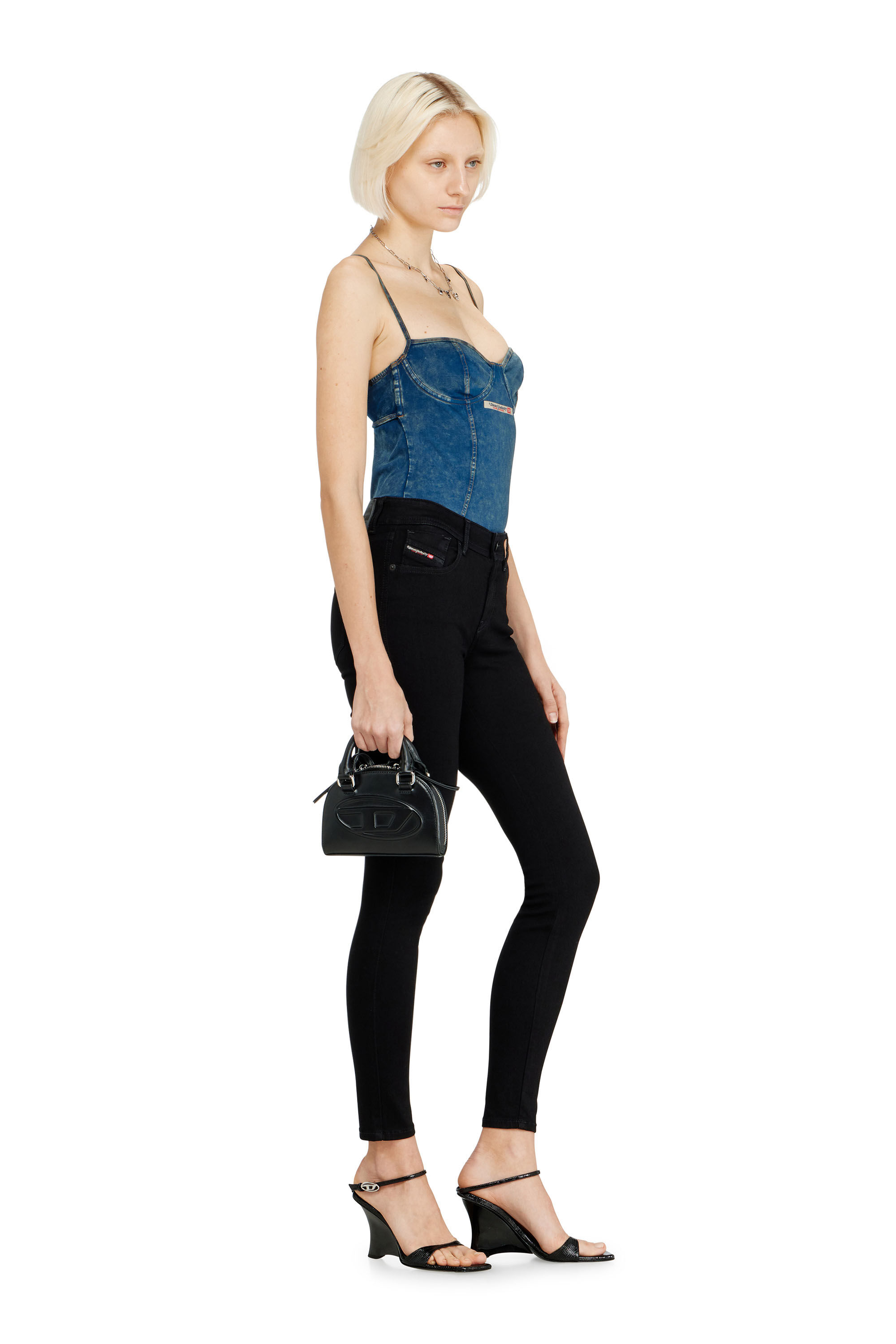 Diesel - Skinny Jeans 2017 Slandy 069EF Donna, Nero/Grigio scuro - Image 2