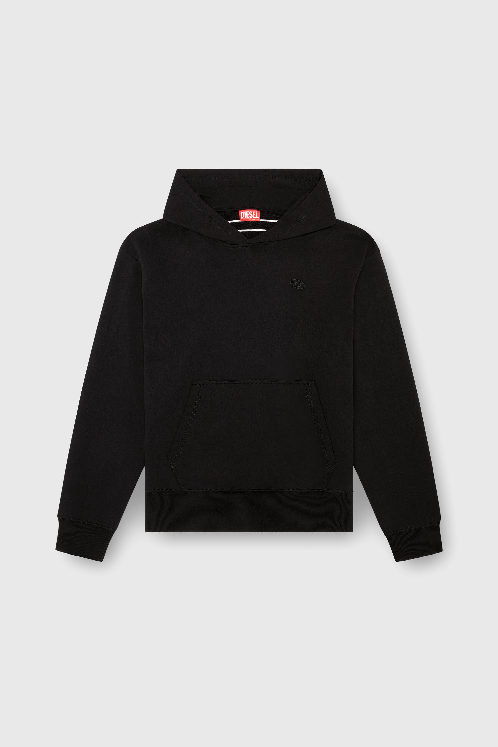 Diesel - S-MACS-HOOD-MEGOVAL-D, Hoodie con ricamo logo Uomo in Nero - 2