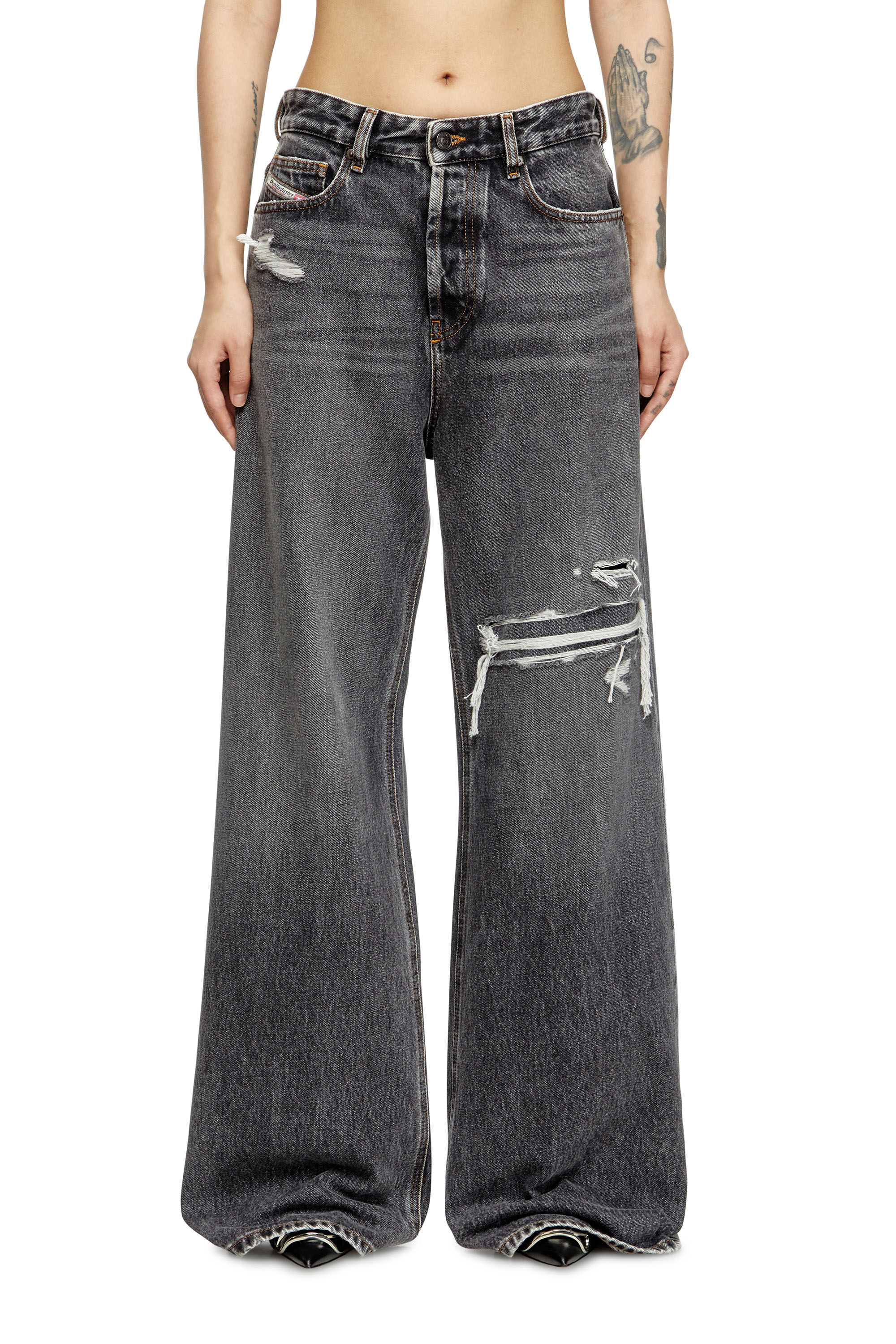 Diesel - Relaxed Jeans 1996 D-Sire 007F6 Donna, Nero/Grigio scuro - Image 3