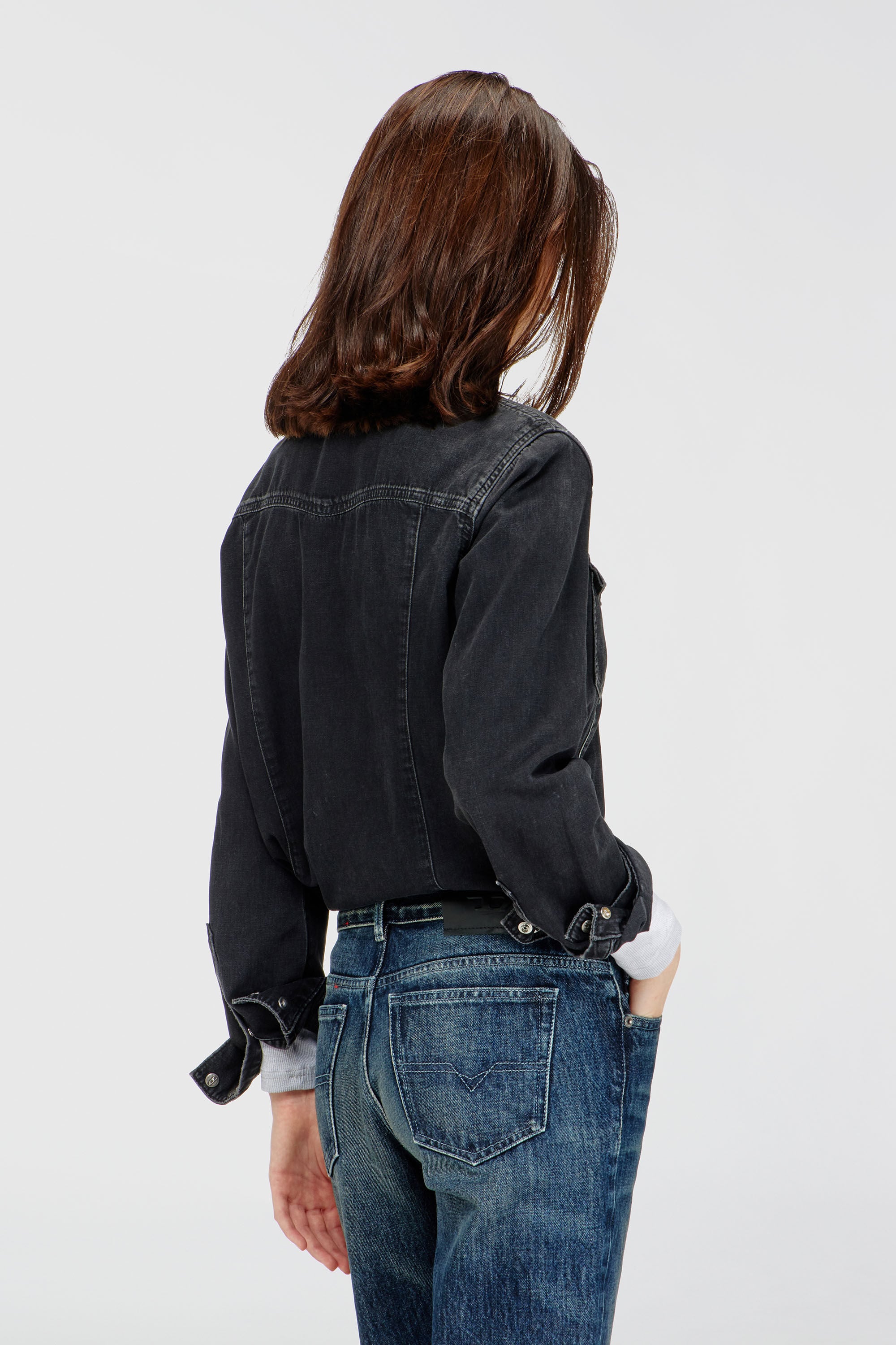 Diesel - DE-WAVES, Chemise western en denim trait&eacute; Femme in Noir - 4