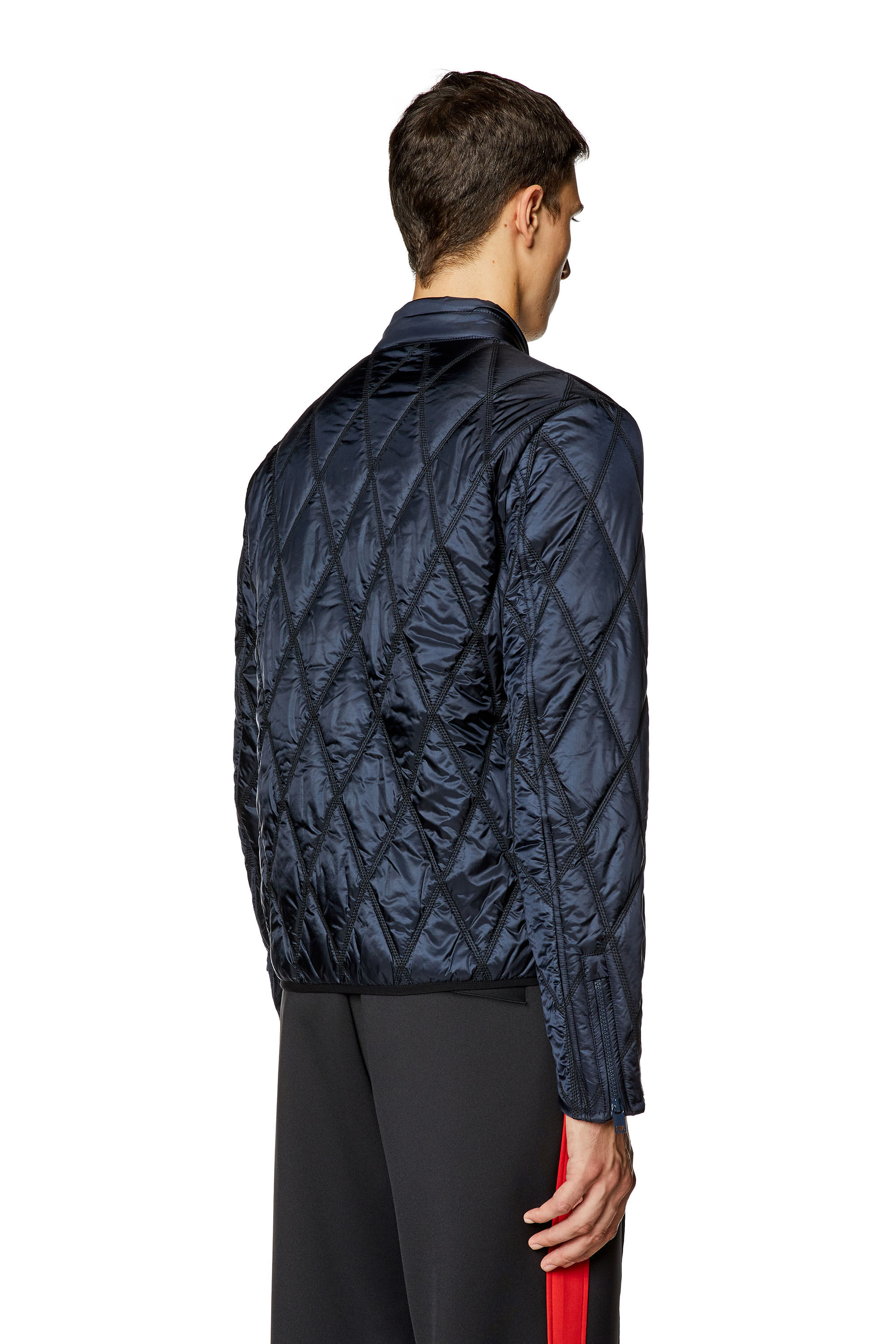Diesel - J-NIEL, Veste à col montant en nylon matelassé Homme in Bleu - 4