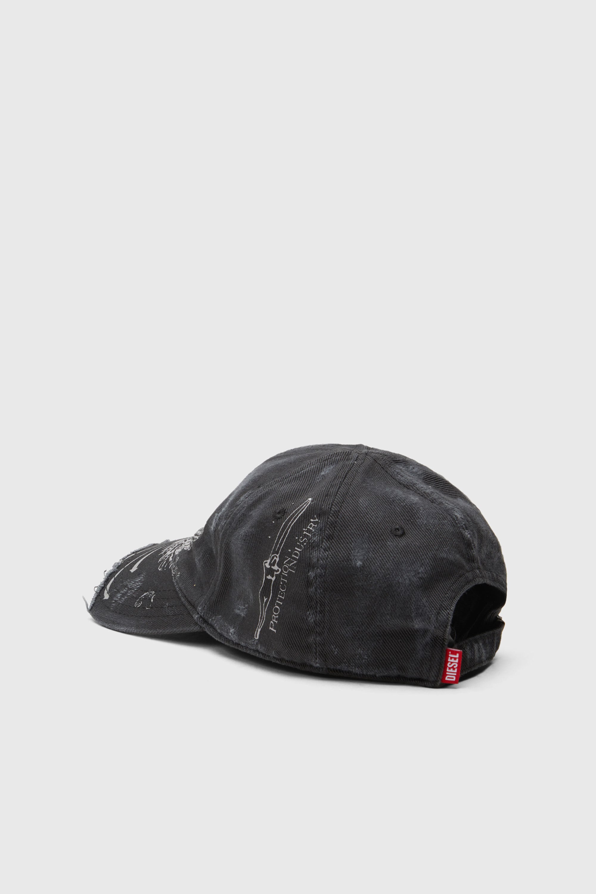 Diesel - C-FENIX, Casquette de baseball effet vieilli avec imprim&eacute; du ph&eacute;nix Homme in Noir - 2