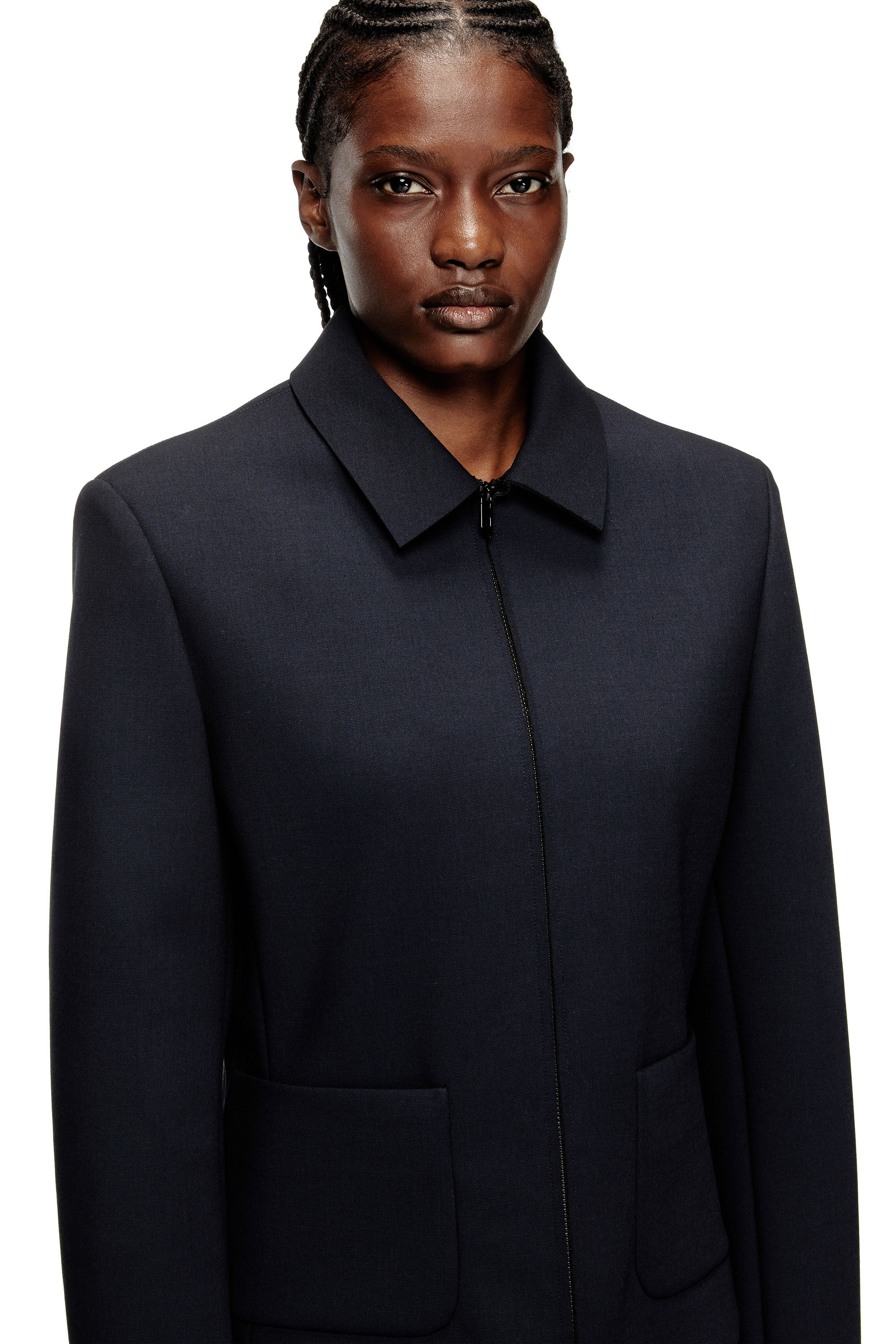 Diesel - G-CESARA-BOND, Damen Kragenjacke aus neoprenbeschichtetem Stoff in Dunkelblau - 5