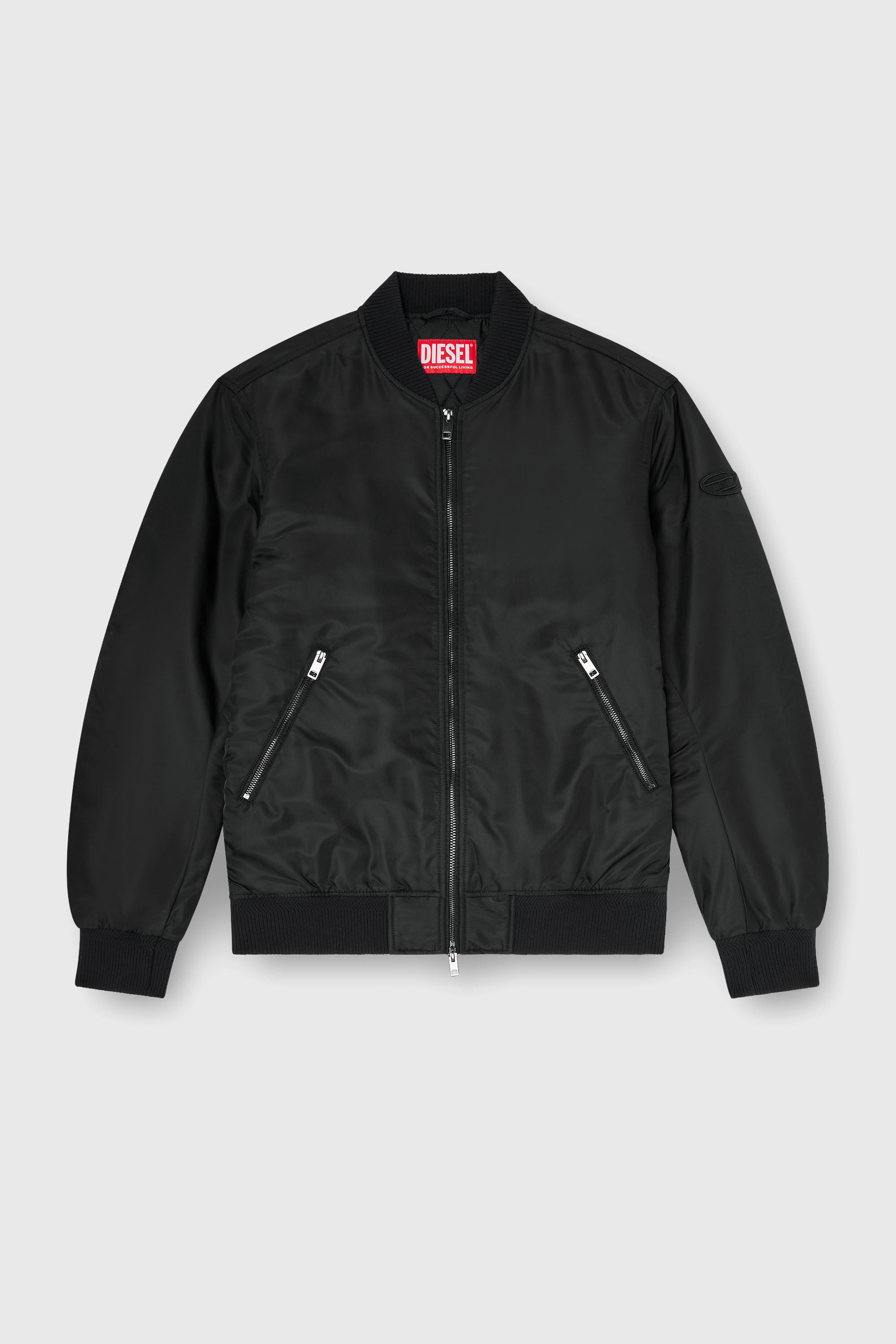 Diesel - J-ROSS-T92, Herren Nylon-Bomberjacke mit Rippb&uuml;ndchen in Schwarz - 2