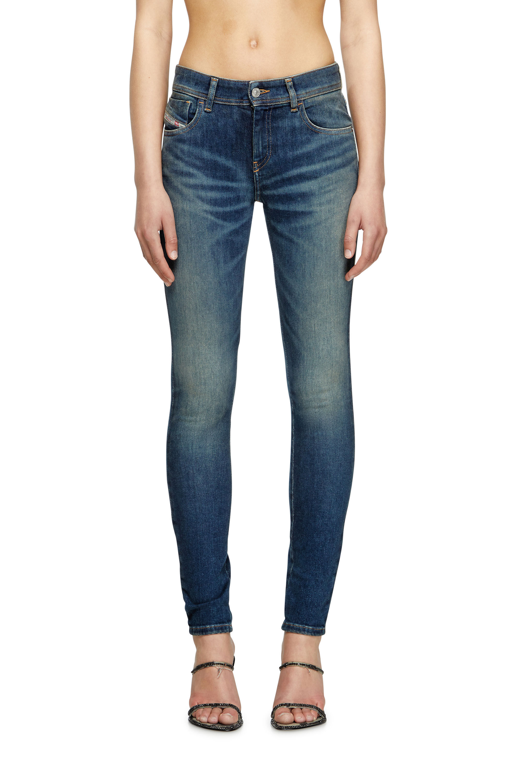 Diesel - Skinny Jeans 2017 Slandy 09L95 Donna, Blu medio - Image 3