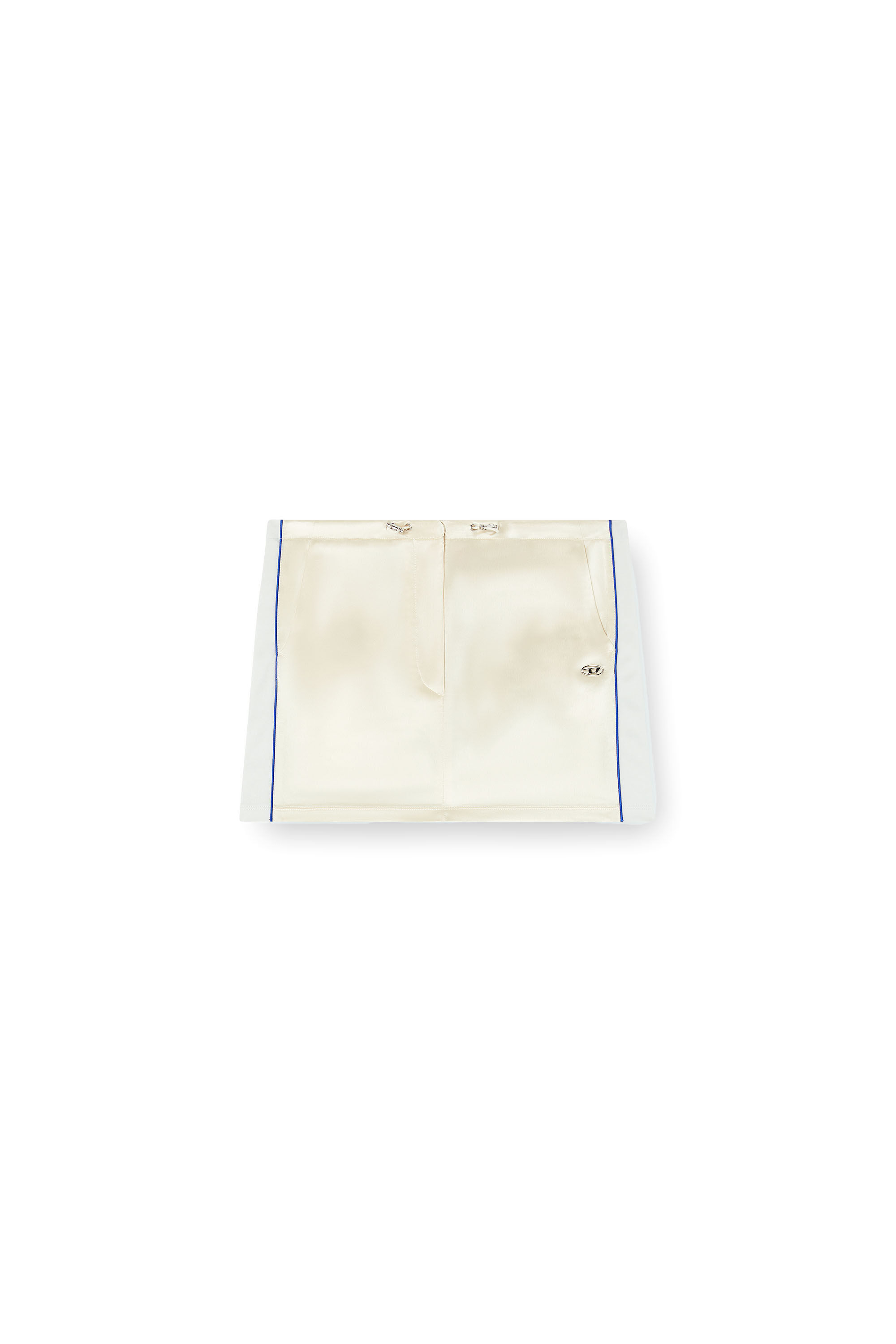 Diesel - O-DETTE, Mini-jupe en tricot et satin avec passepoil Femme in Blanc - 2