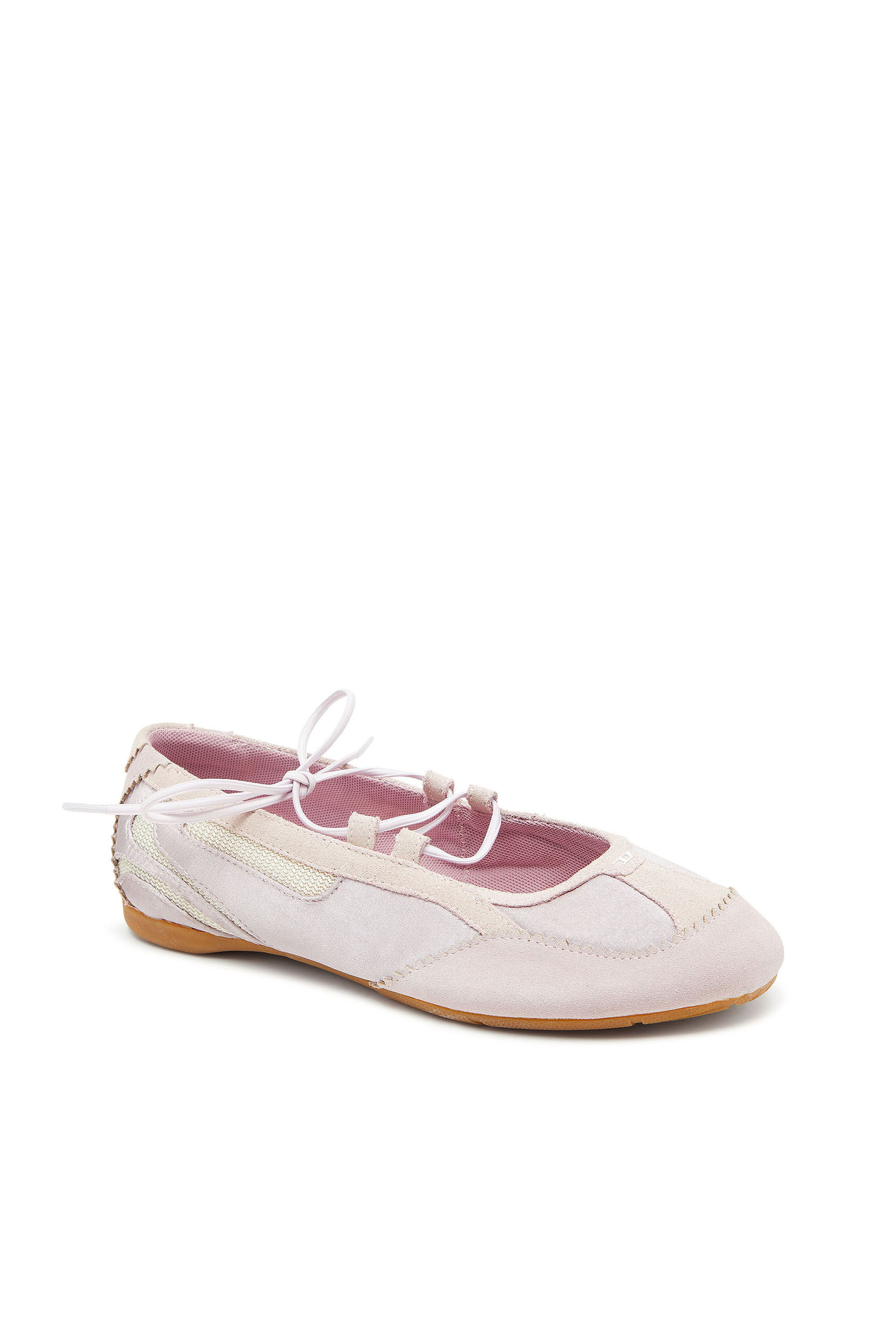 Diesel - D-MILE BALLERINA LACE UP II W, D-Mile - Ballerines &agrave; lacets en cuir et mesh Femme in Rose - 6