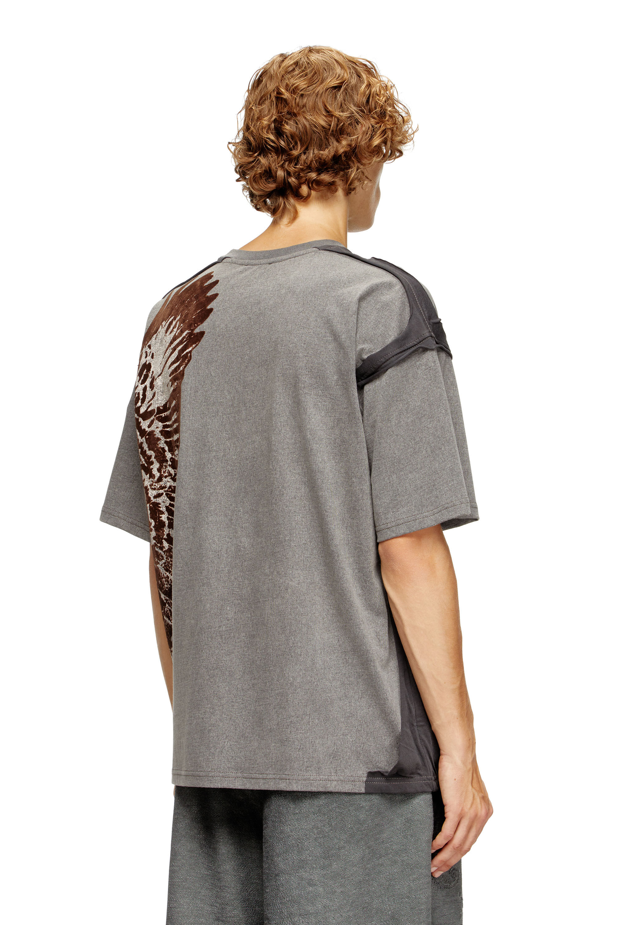 Diesel - T-BOXT-PEELOFF, T-shirt effetto peel-off e stampa Eagle Uomo in Grigio - 4