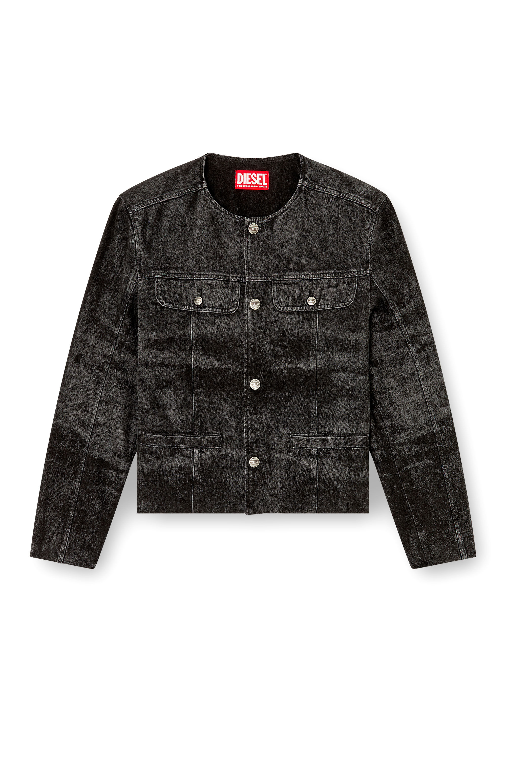 Diesel - D-ABERDEEN-FSH2, Herren Jacke aus gelaserte Baumwolle-Hanf-Denim in Schwarz/Dunkelgrau - 2