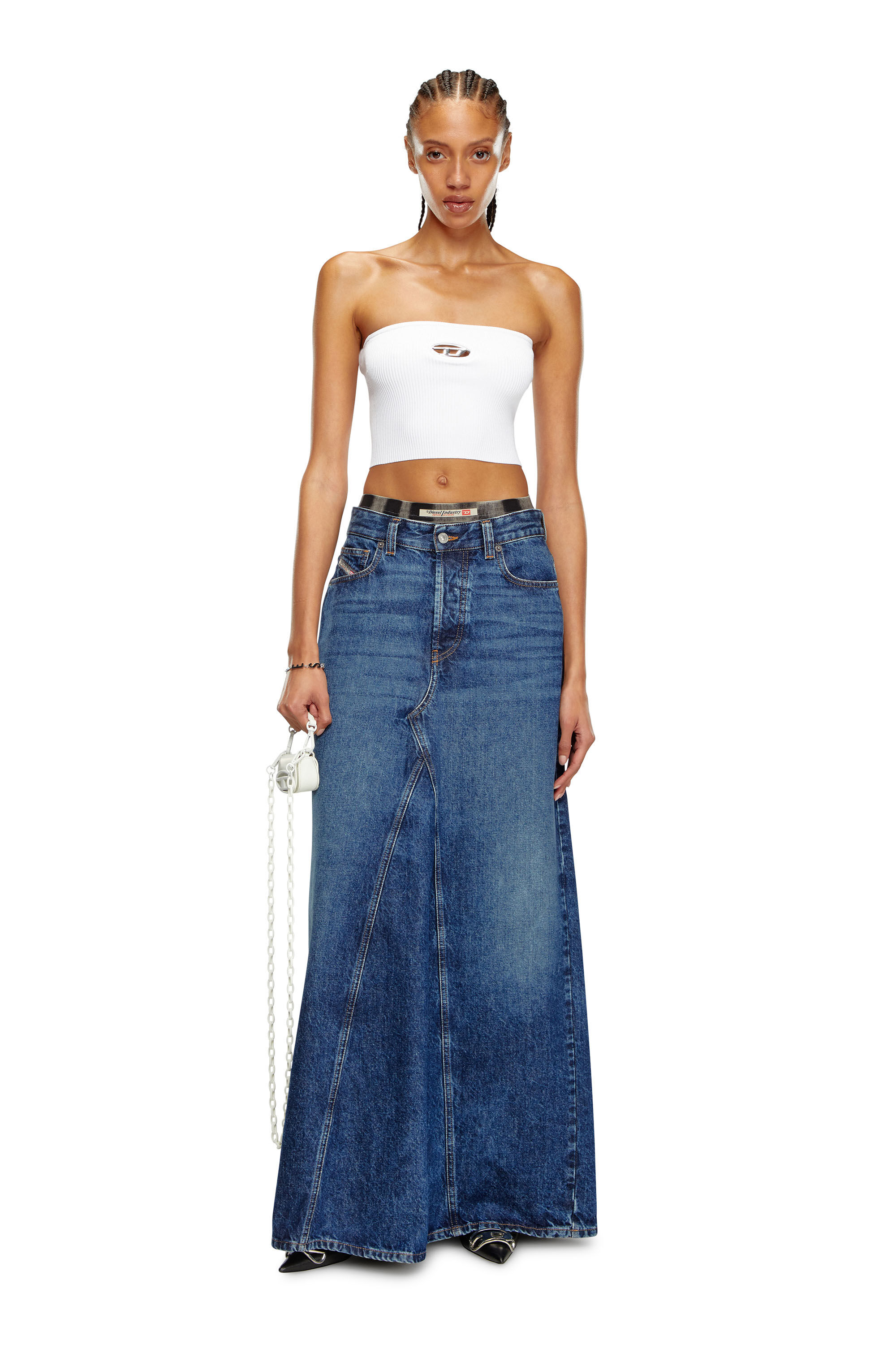 Diesel - M-CLARKSVILLEX, Damen Bandeau-Top mit Logo-Plakette in Weiß - 1